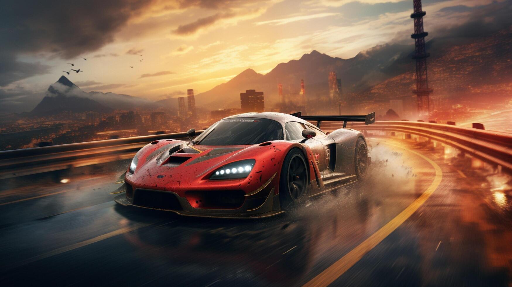 AI generated Racing game background photo