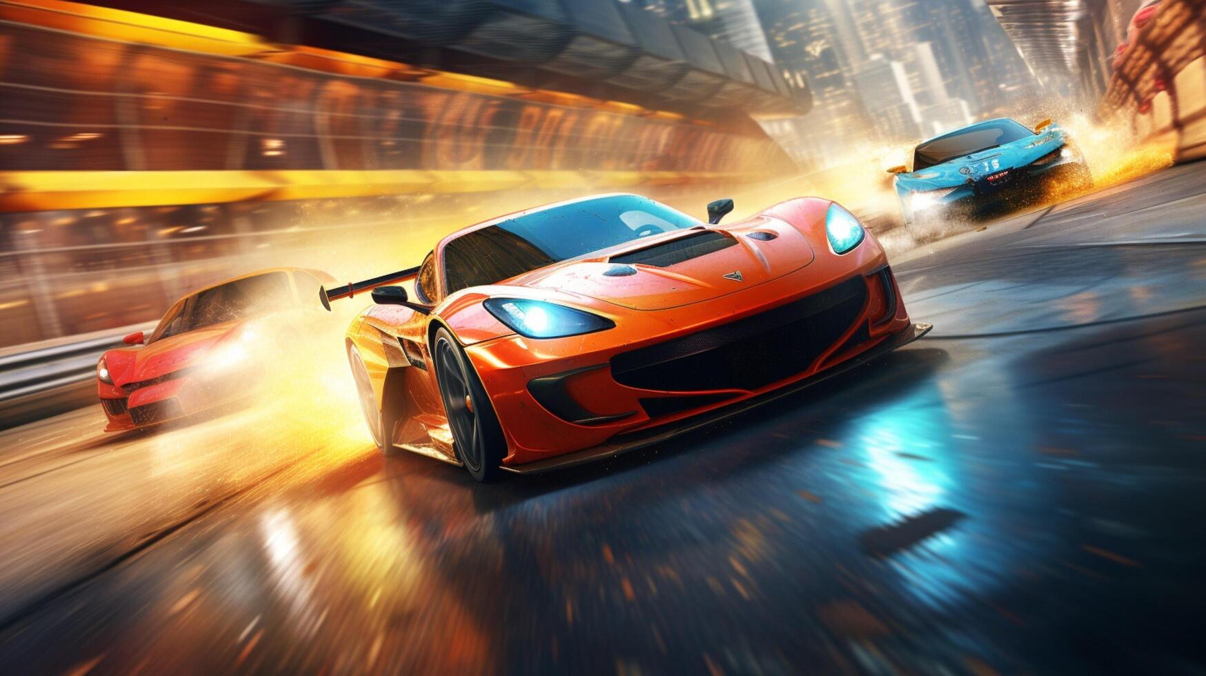 AI generated Racing game background photo