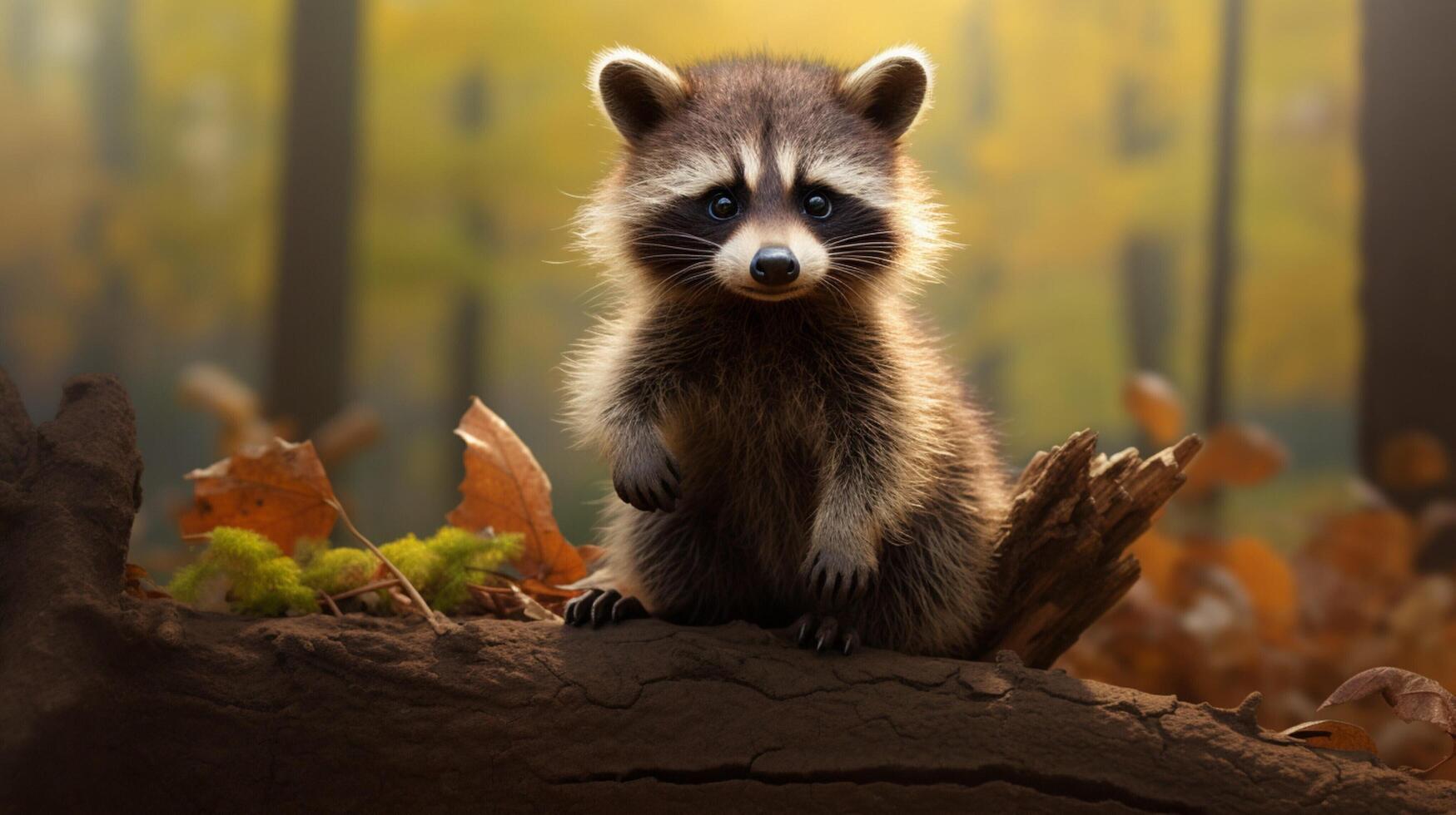 AI generated a raccoon is sitting on a tree branch photo