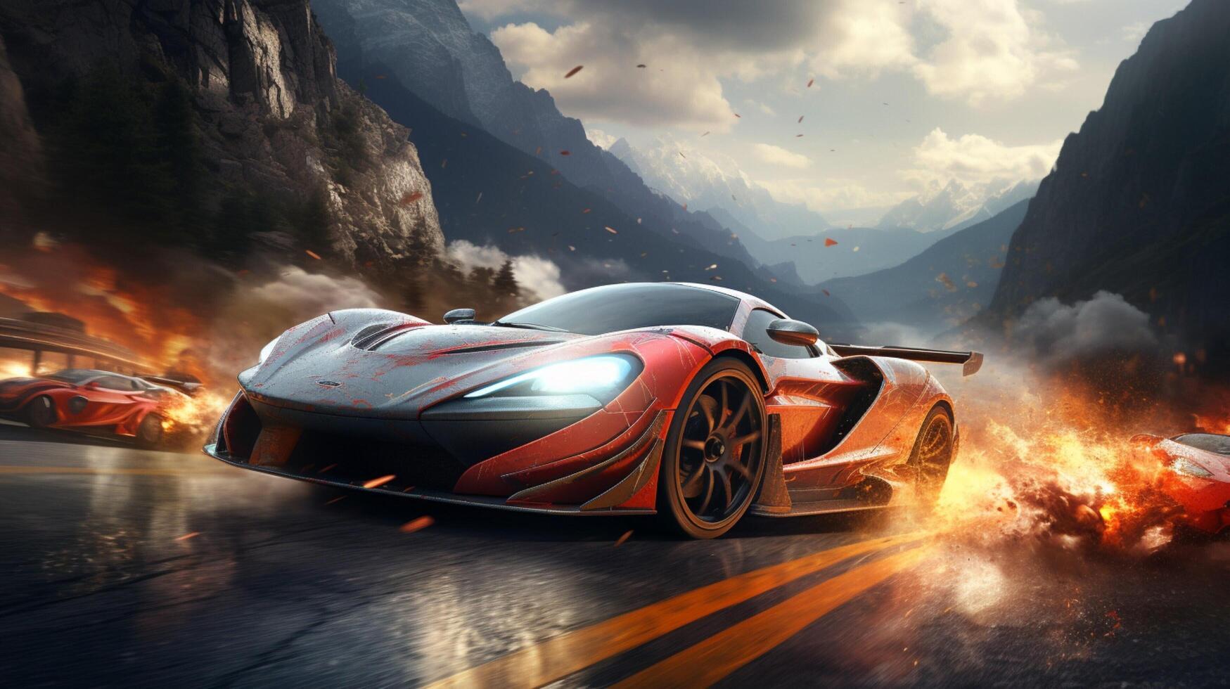 AI generated Racing game background photo
