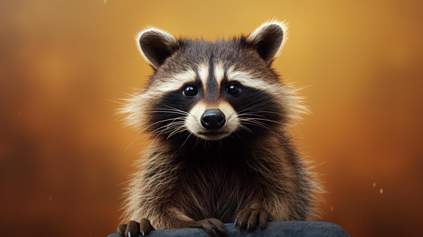 AI generated a raccoon is sitting on a tree branch photo