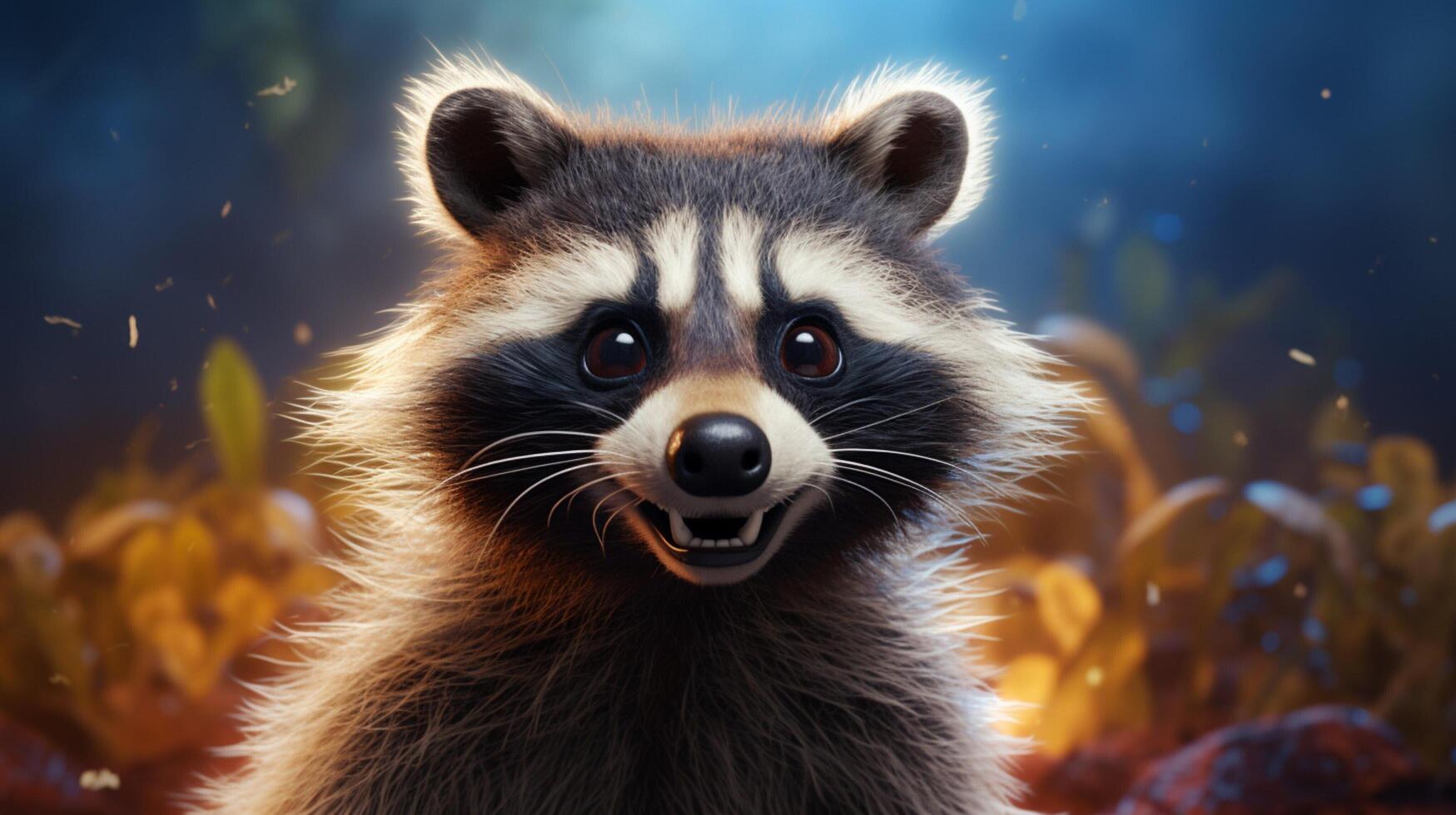 AI generated a raccoon is sitting on a tree branch photo