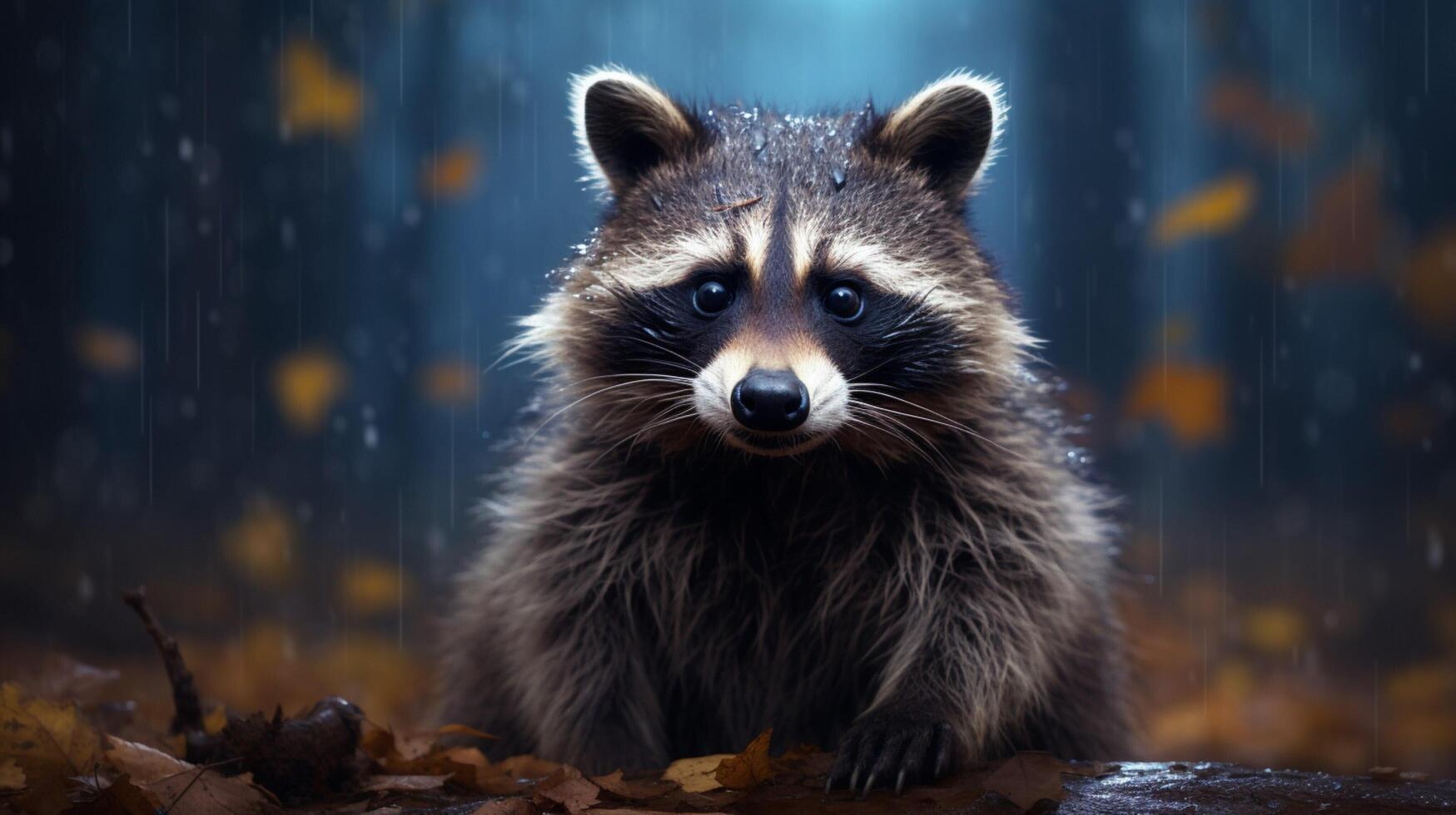 AI generated a raccoon is sitting on a tree branch photo