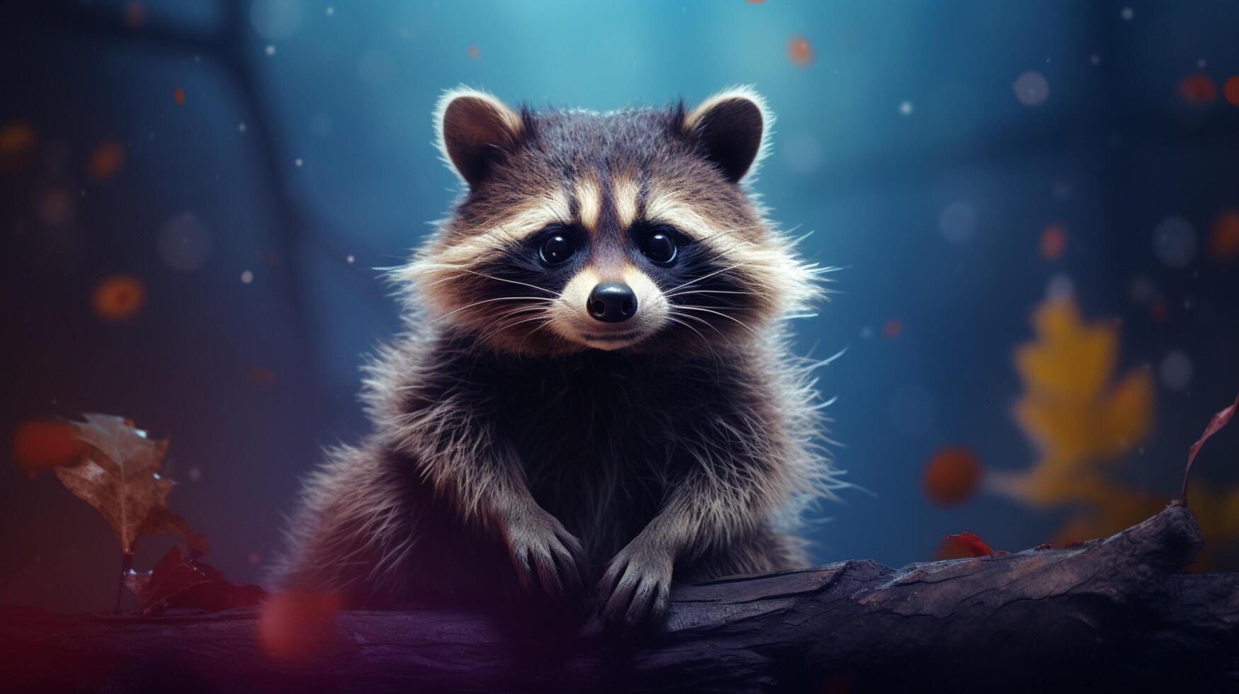 AI generated a raccoon sitting on a rock in the woods photo