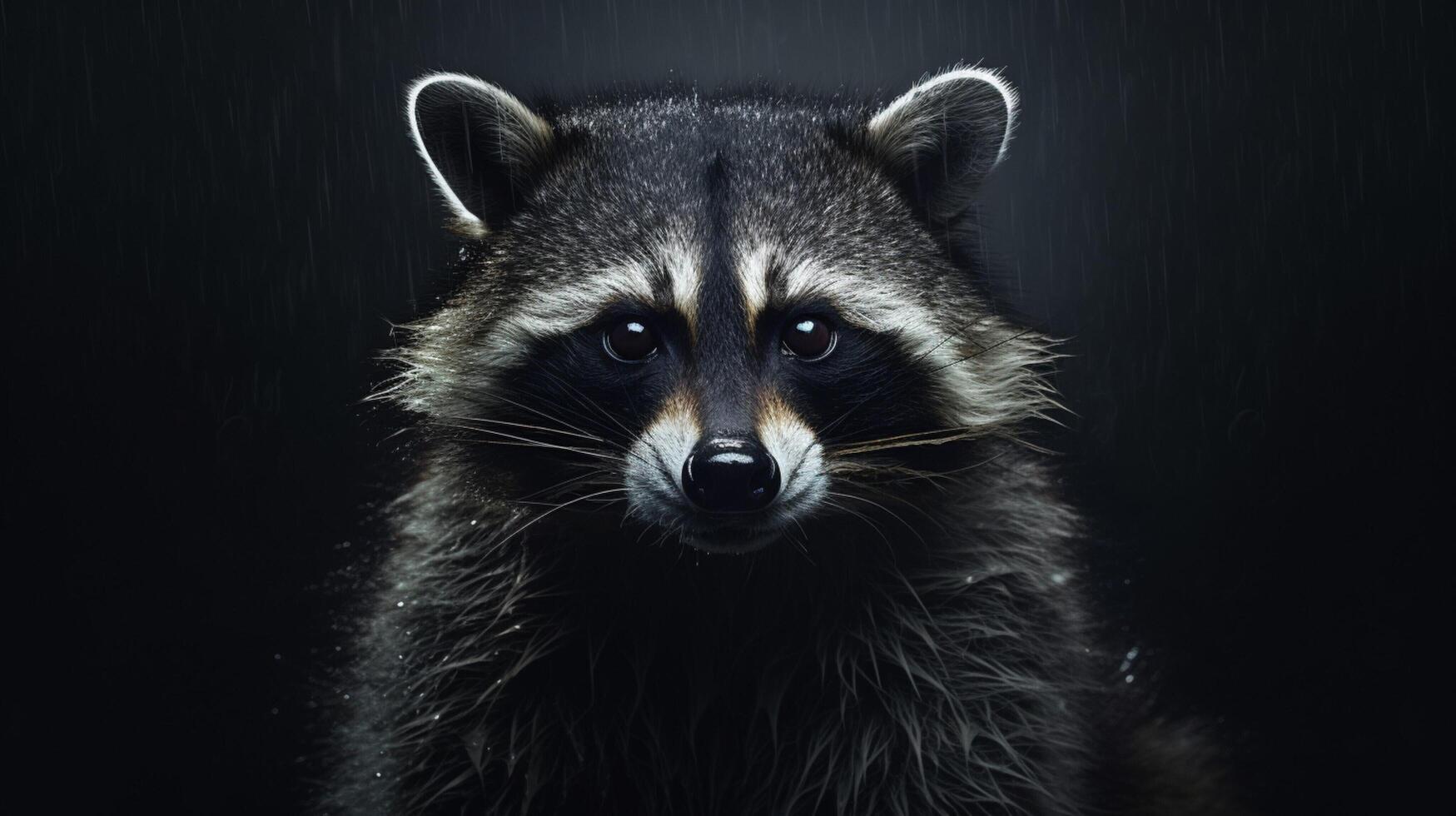 AI generated a raccoon sitting on a rock in the woods photo