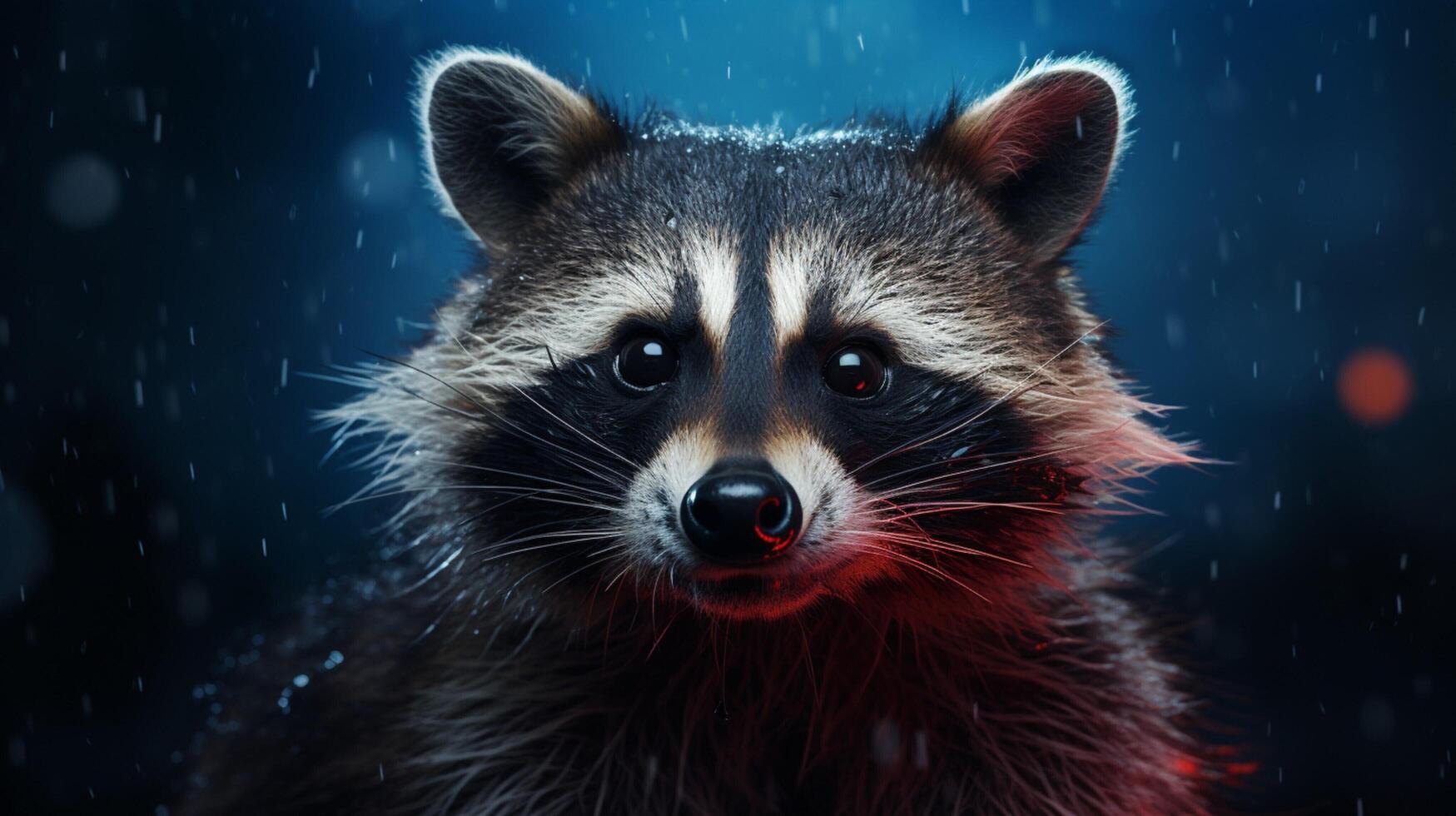 AI generated a raccoon sitting on a rock in the woods photo