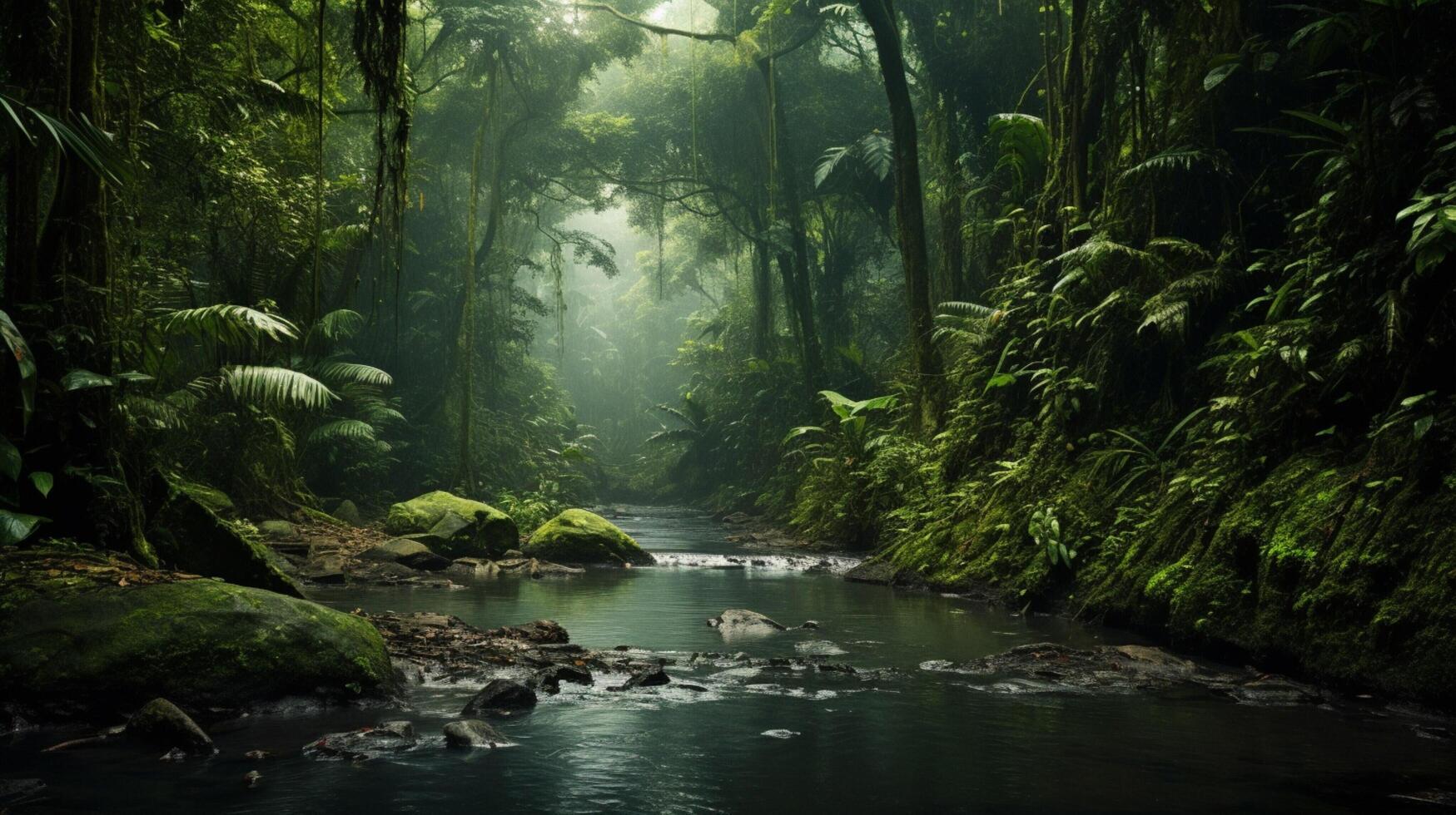 AI generated Rainforest Background photo