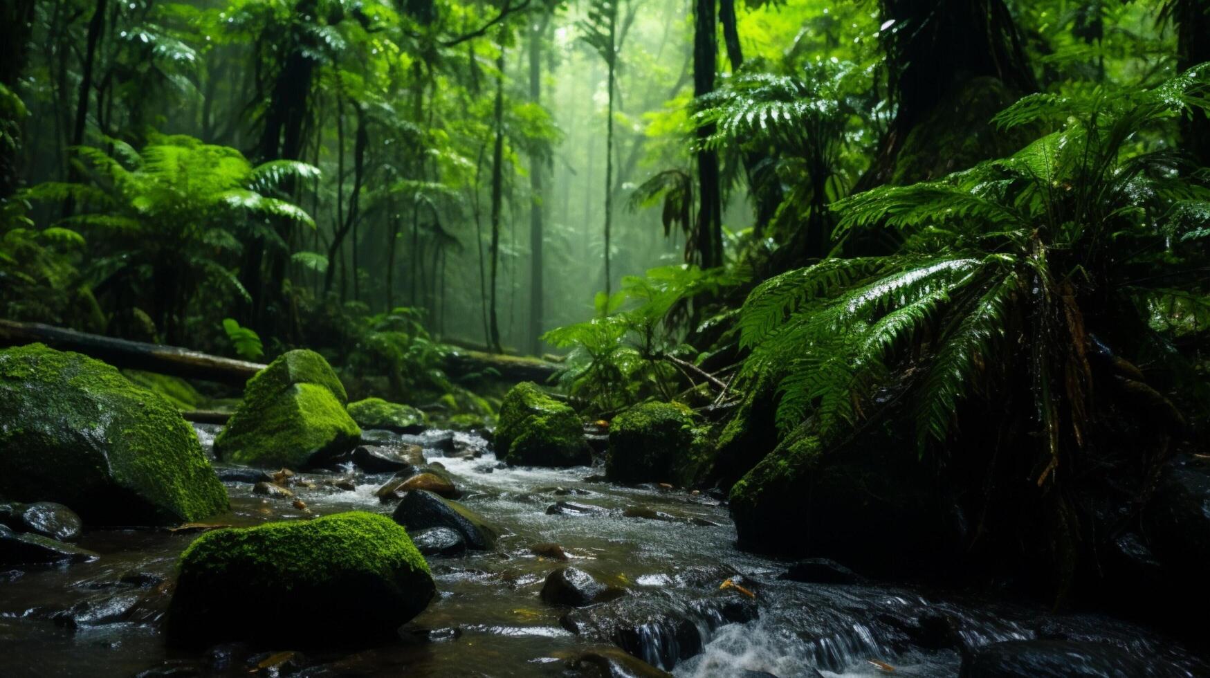 AI generated Rainforest and Tropical Rain background photo