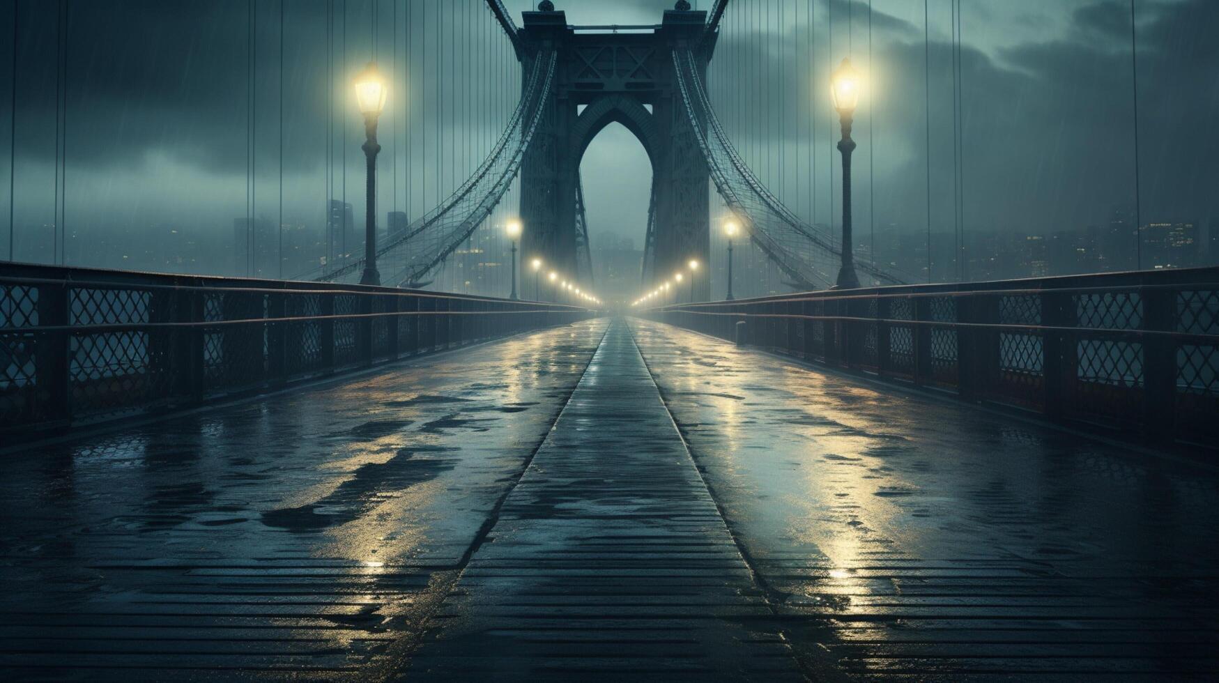 AI generated Rainy Bridge Architecture Background photo