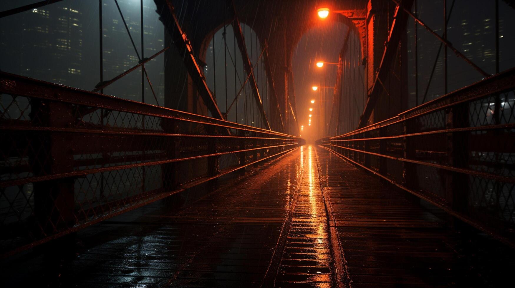 AI generated Rainy Bridge Sights Background photo
