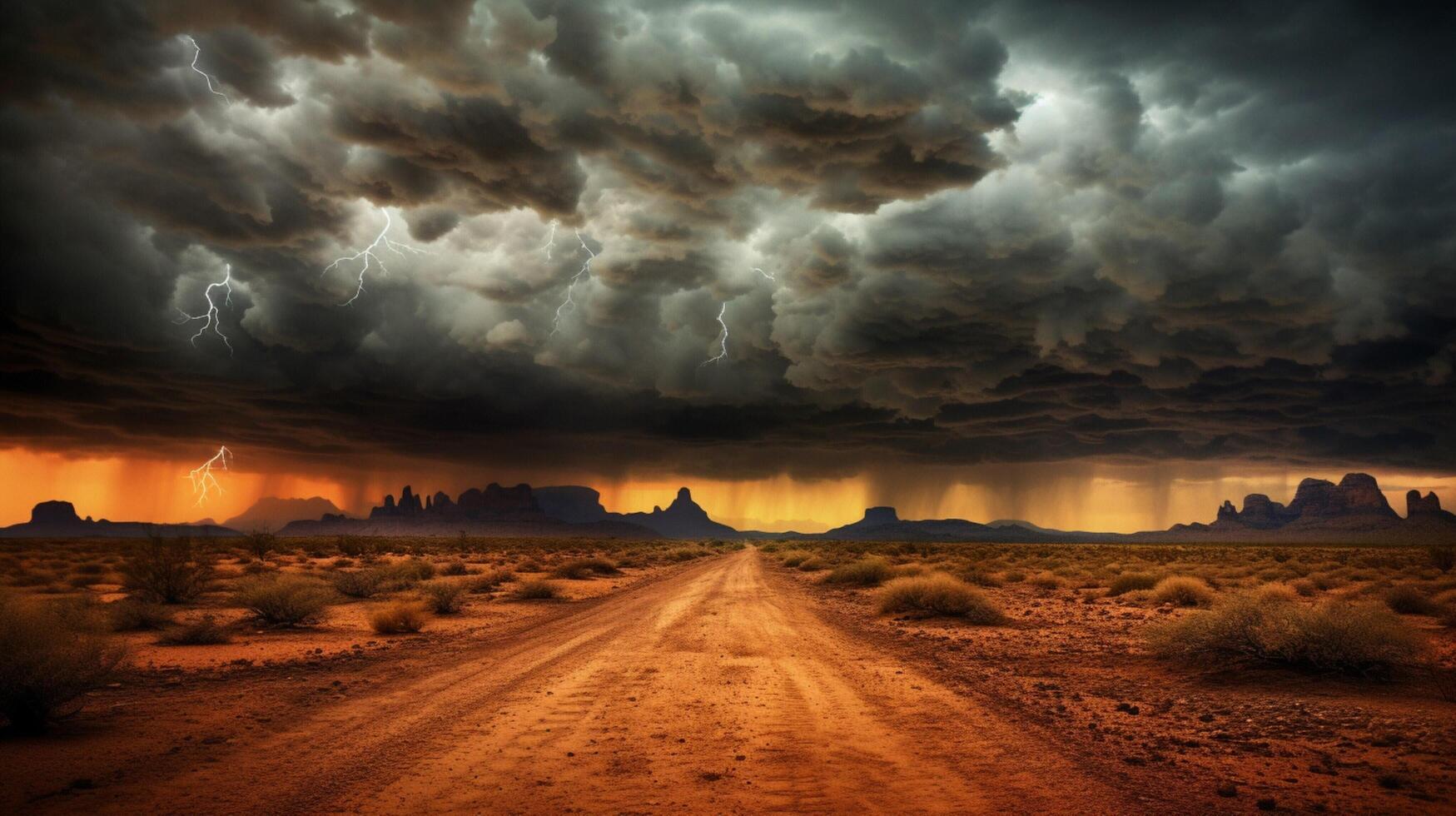 AI generated Rainy Desert Adventures Background photo