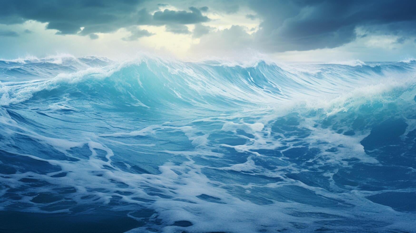 AI generated Rainy Ocean Waves Background photo