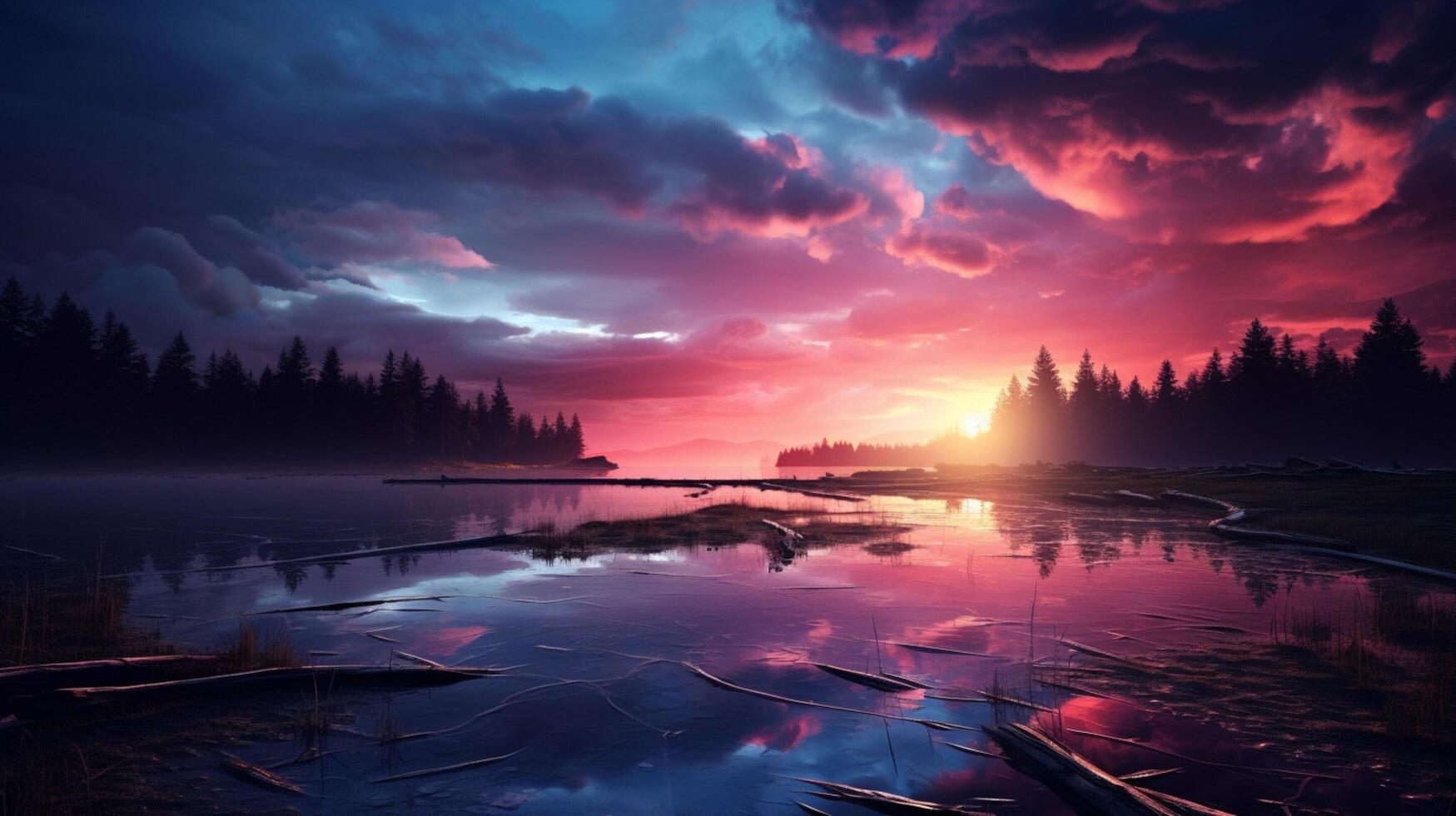 AI generated Rainy Sunrise Background photo
