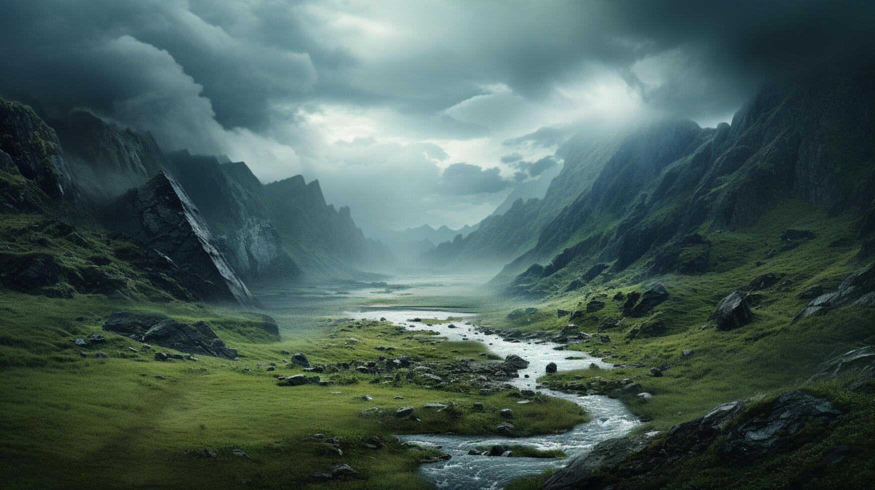 AI generated Rainy Valley Background photo