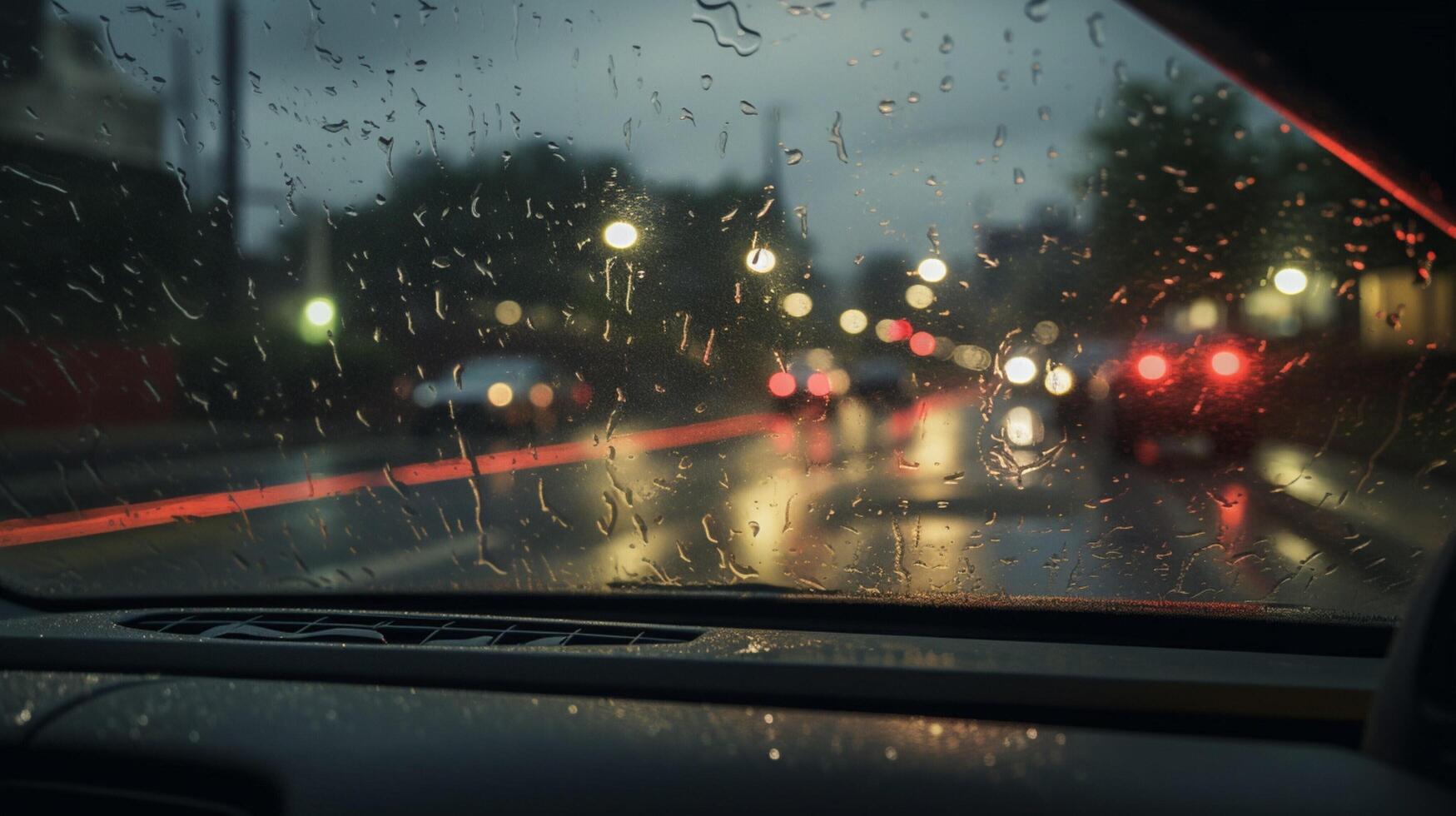 AI generated Rainy Windshield Views Background photo