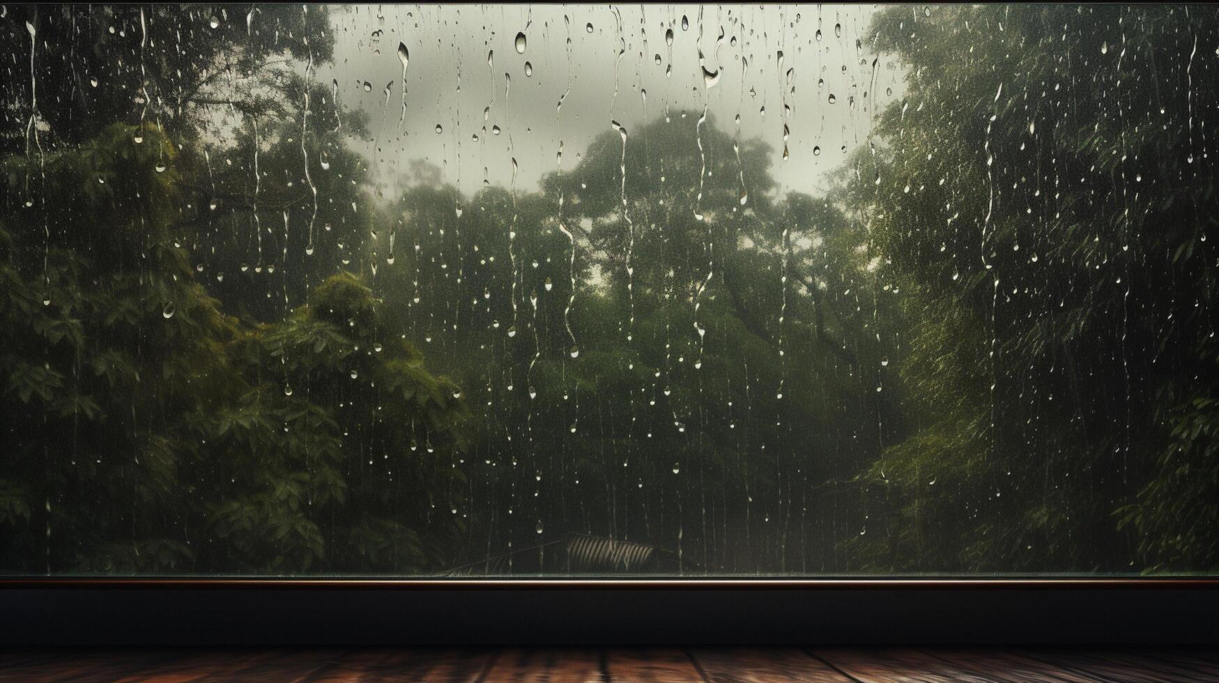 AI generated Rainy Window Perspectives Background photo