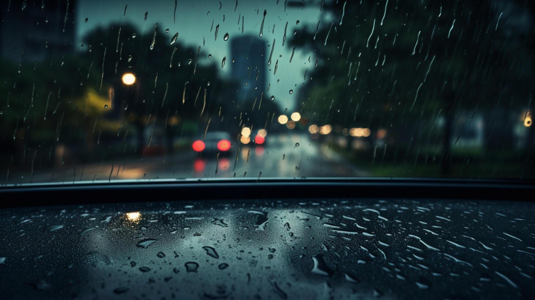 AI generated Rainy Windshield Views Background photo