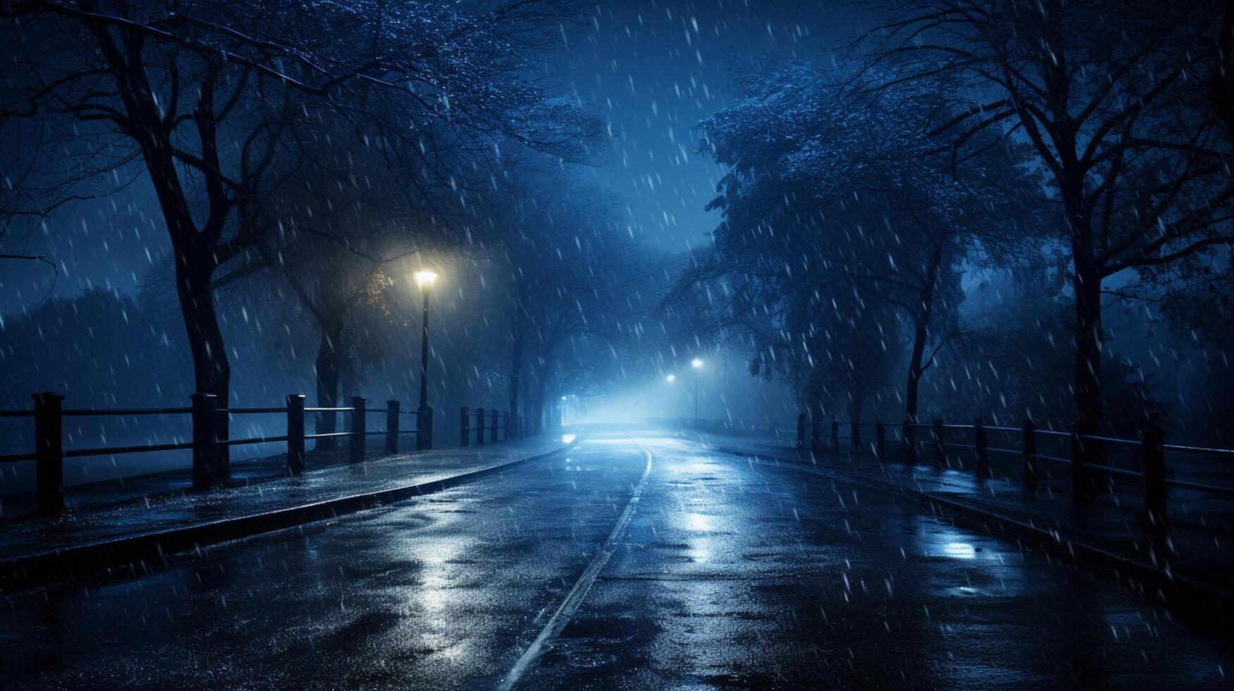 AI generated Rainy Winter Background photo