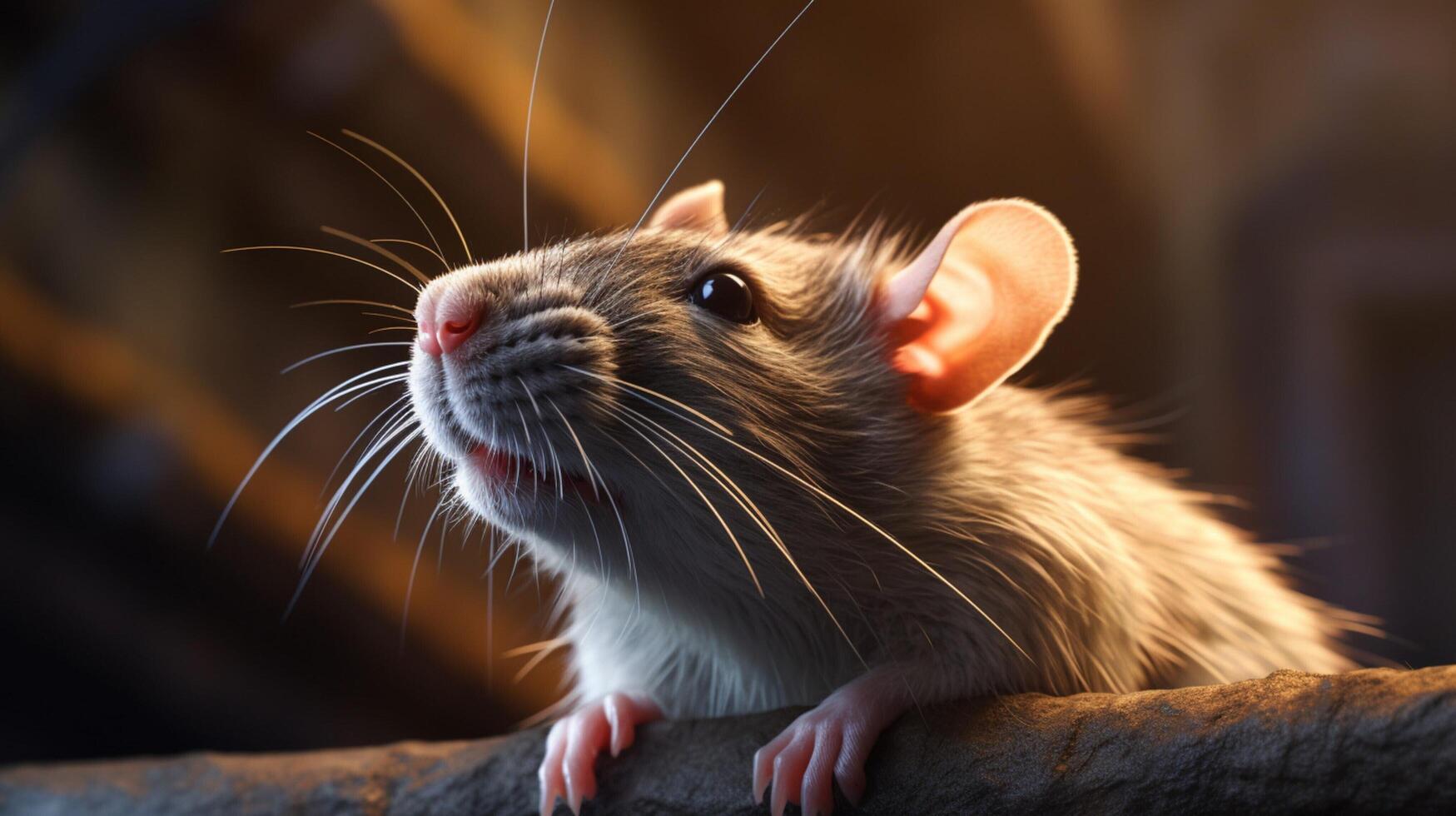 AI generated a rat is standing on top of a log photo