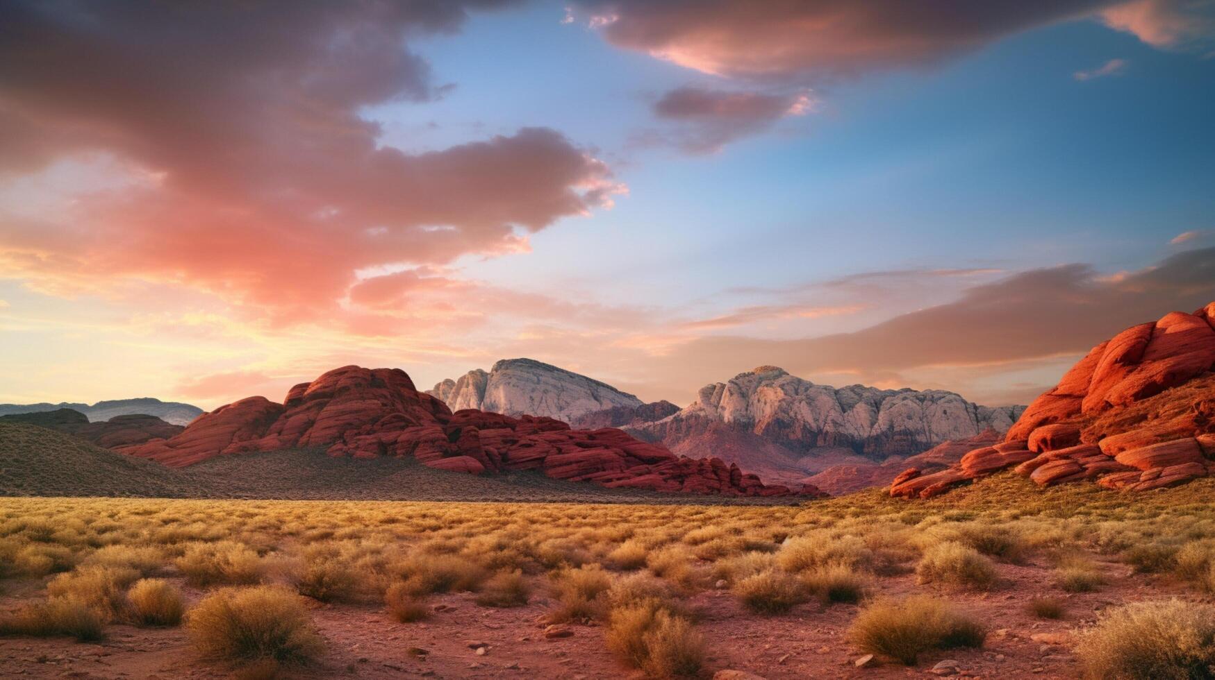 AI generated Red Rock Canyon at Sunrise Landscape Background photo