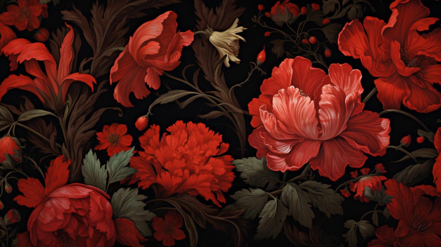 AI generated Renaissance Floral Background photo