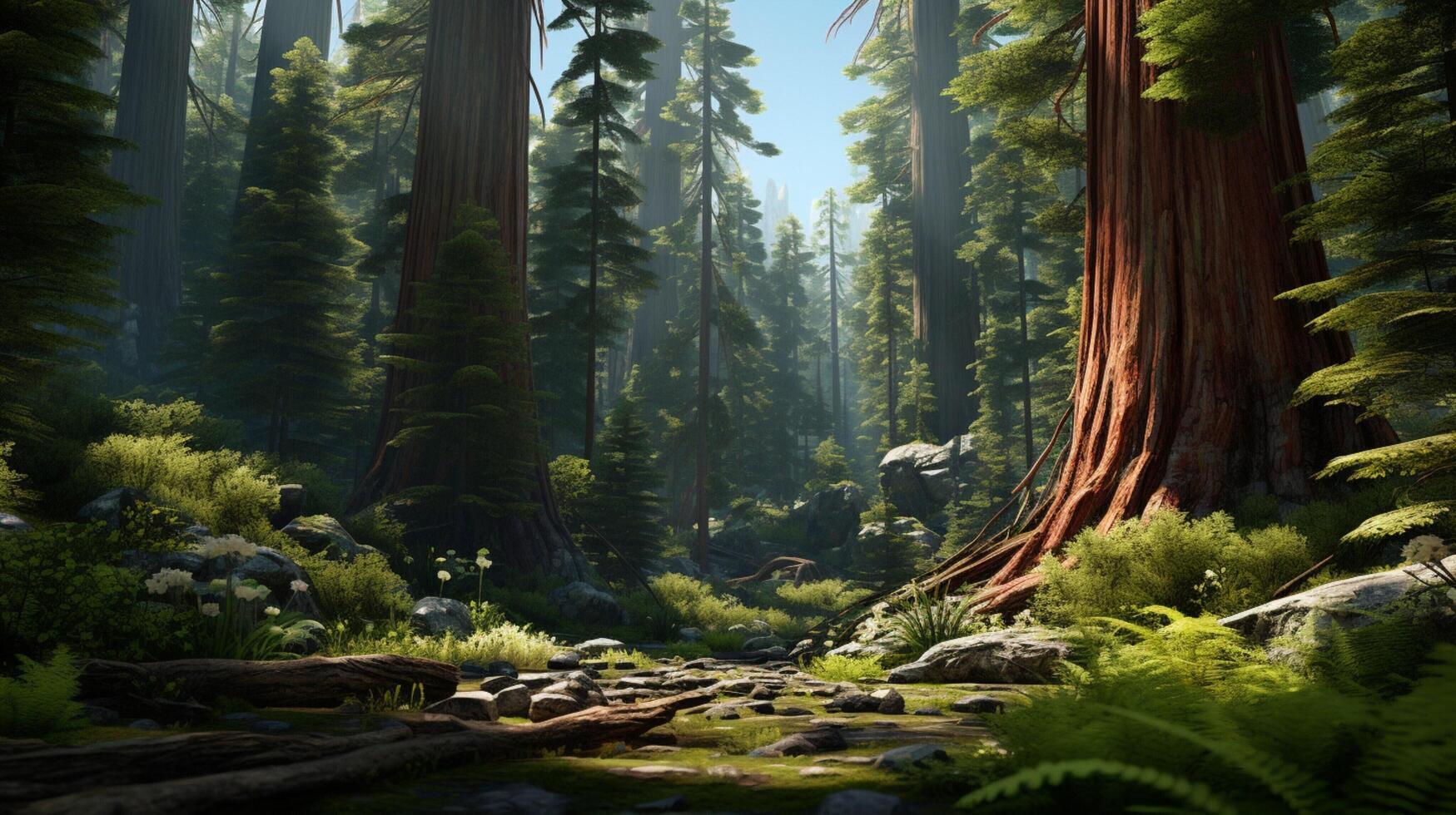 AI generated Redwood Background photo