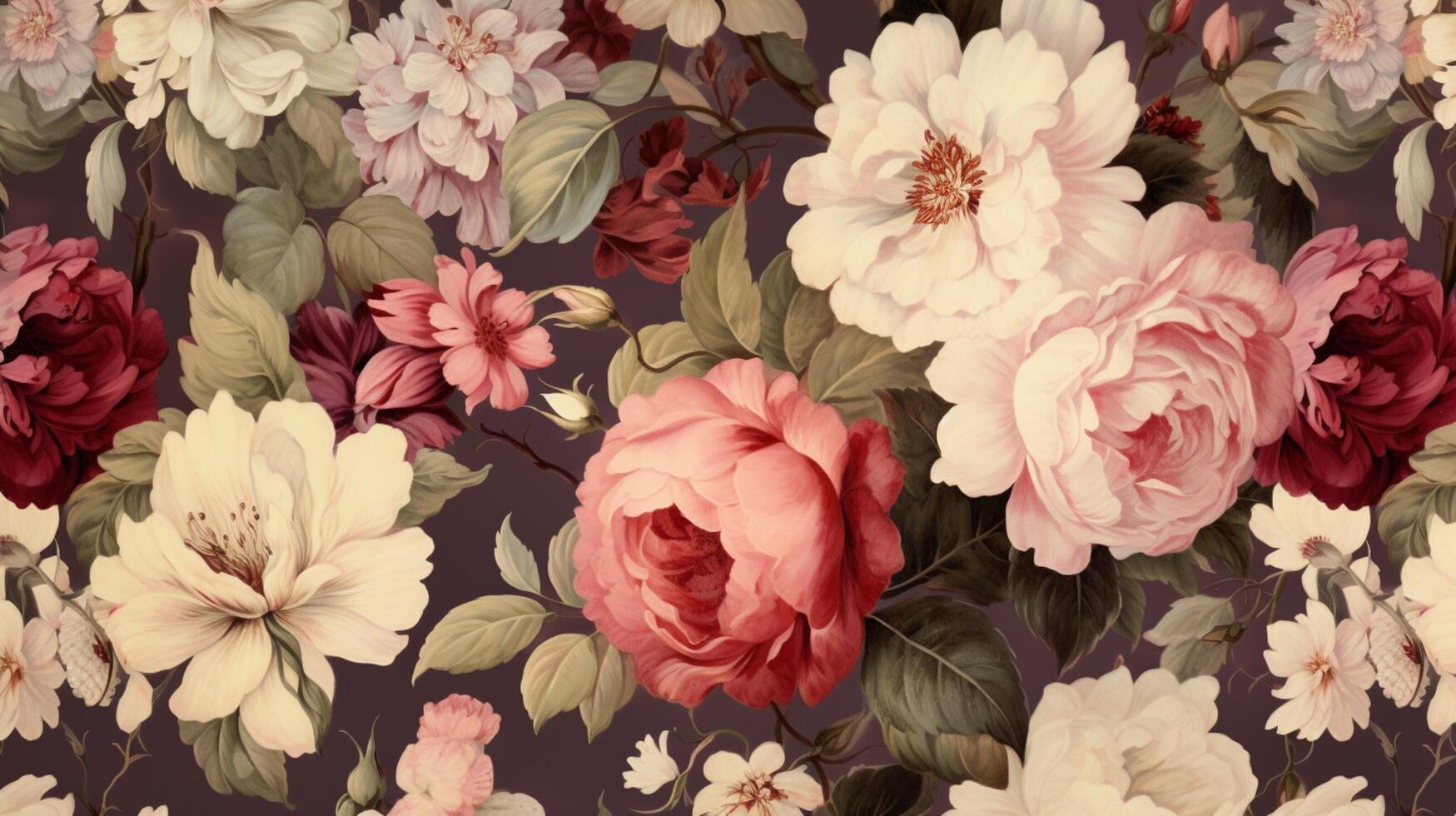 AI generated Renaissance Floral Background photo