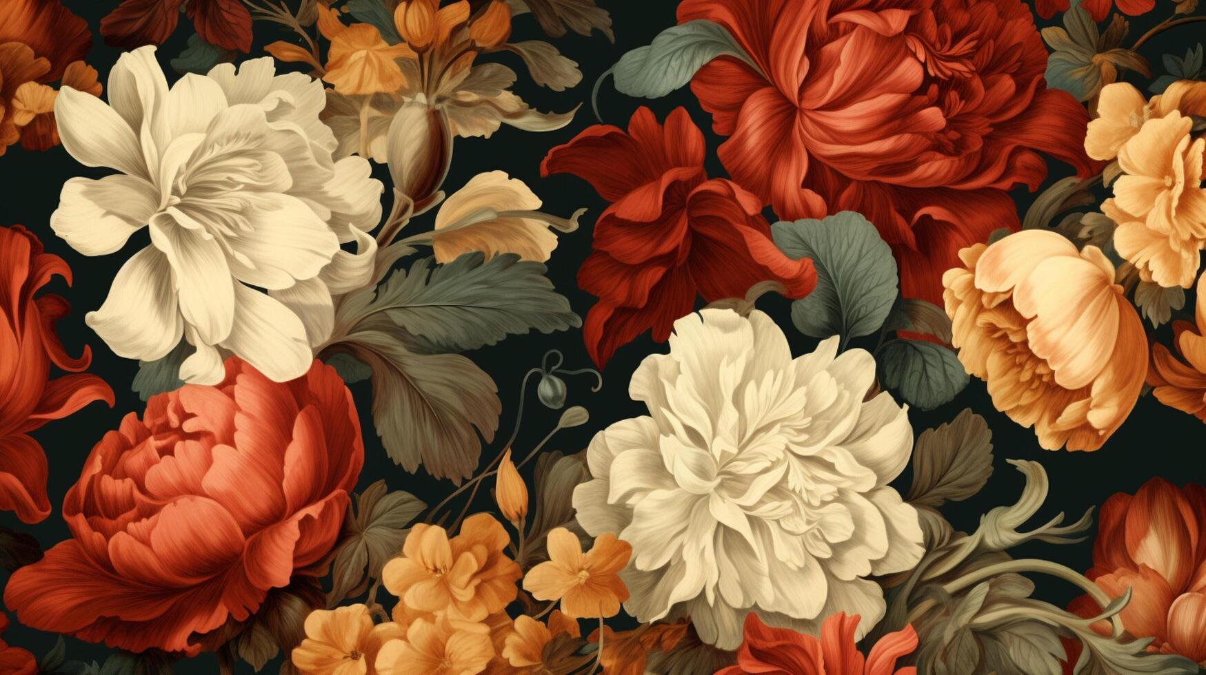 AI generated Renaissance Floral Background photo