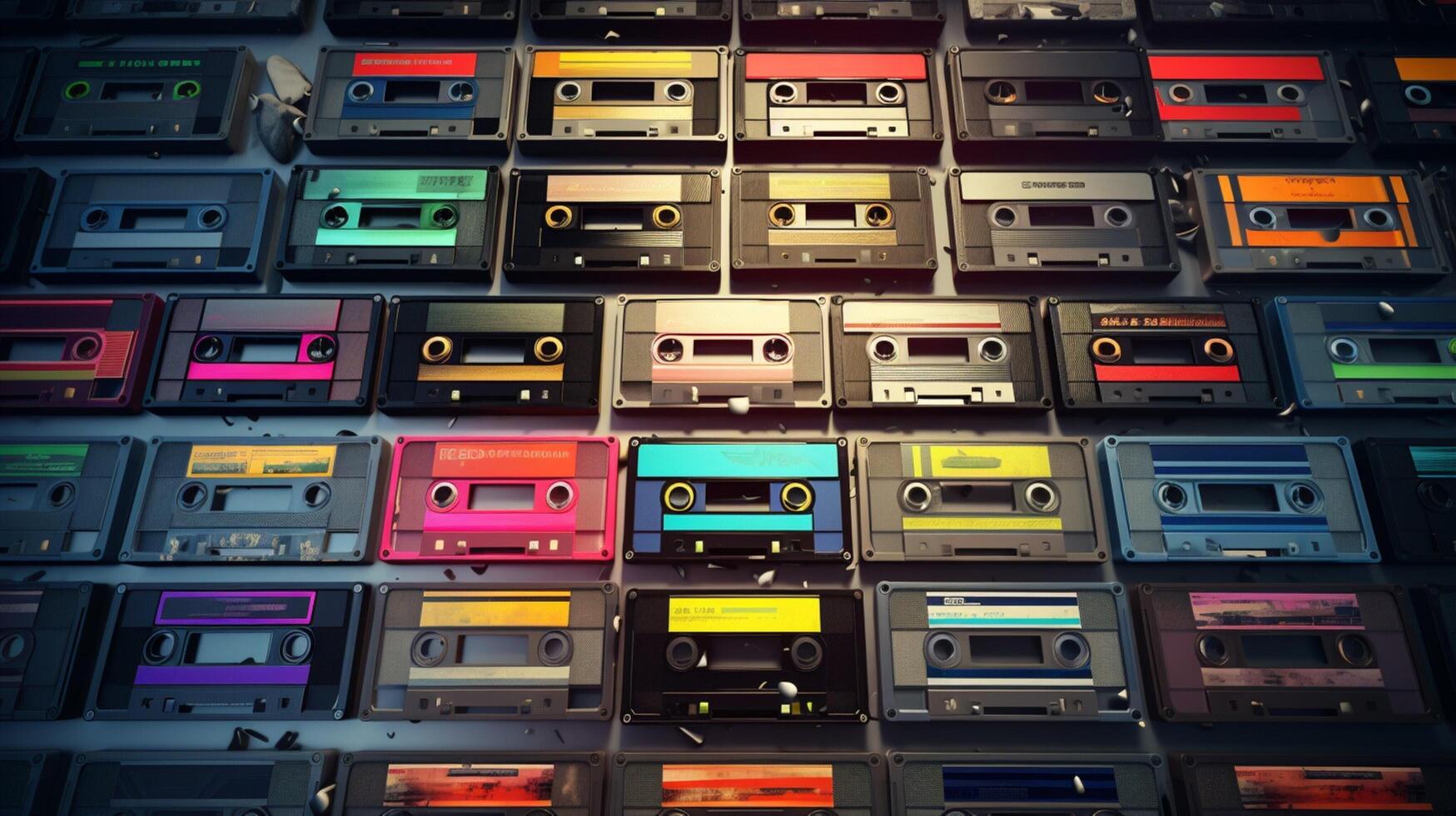 AI generated Retro Cassette Tapes background photo