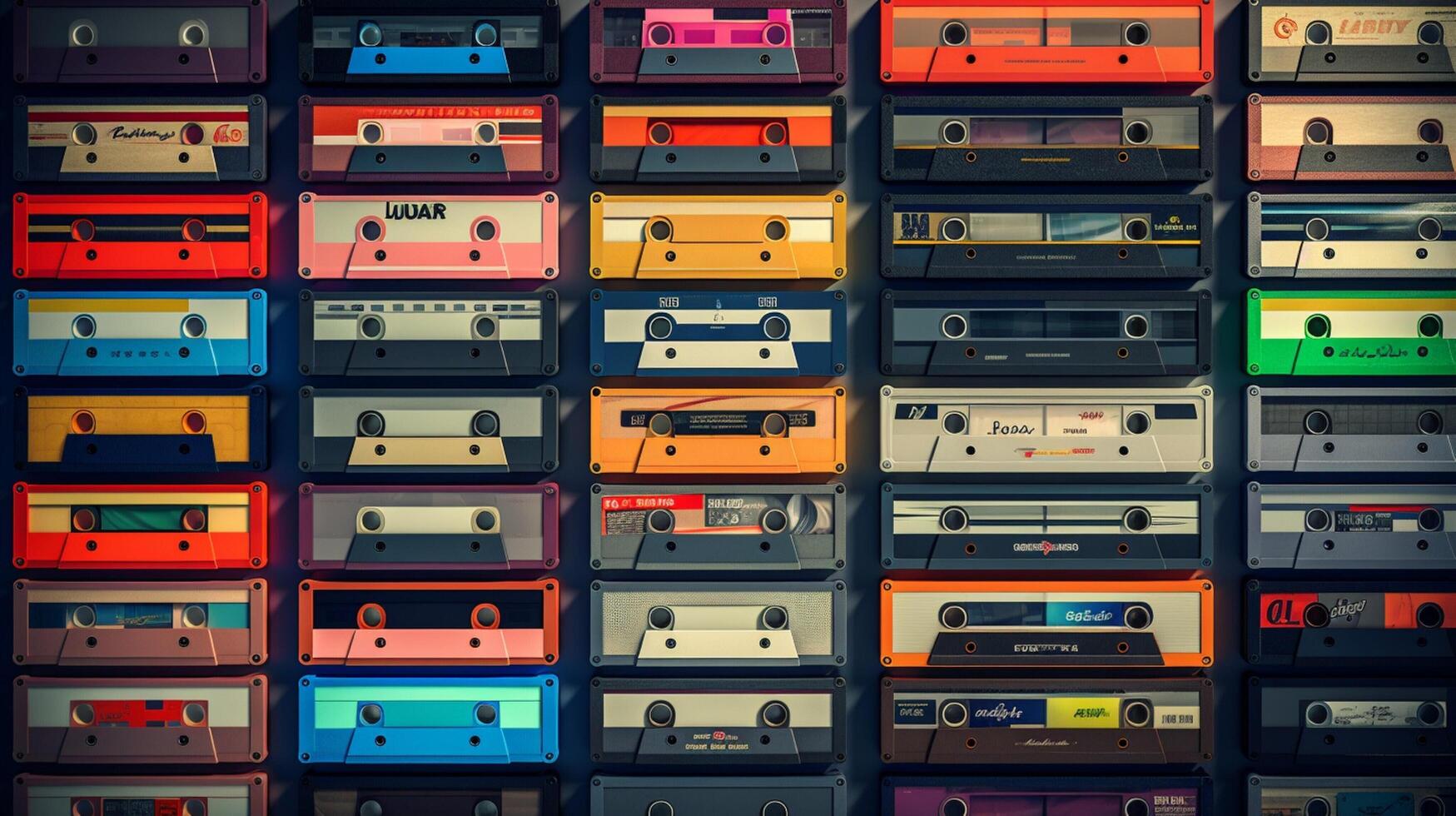 AI generated Retro Cassette Tapes background photo