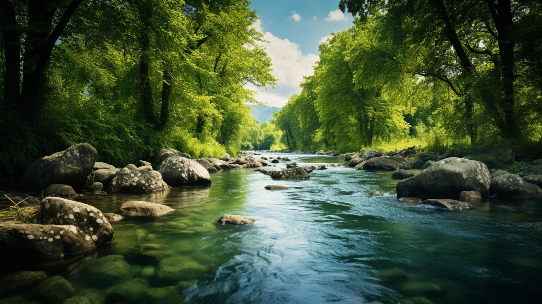 ai generado río naturaleza antecedentes foto