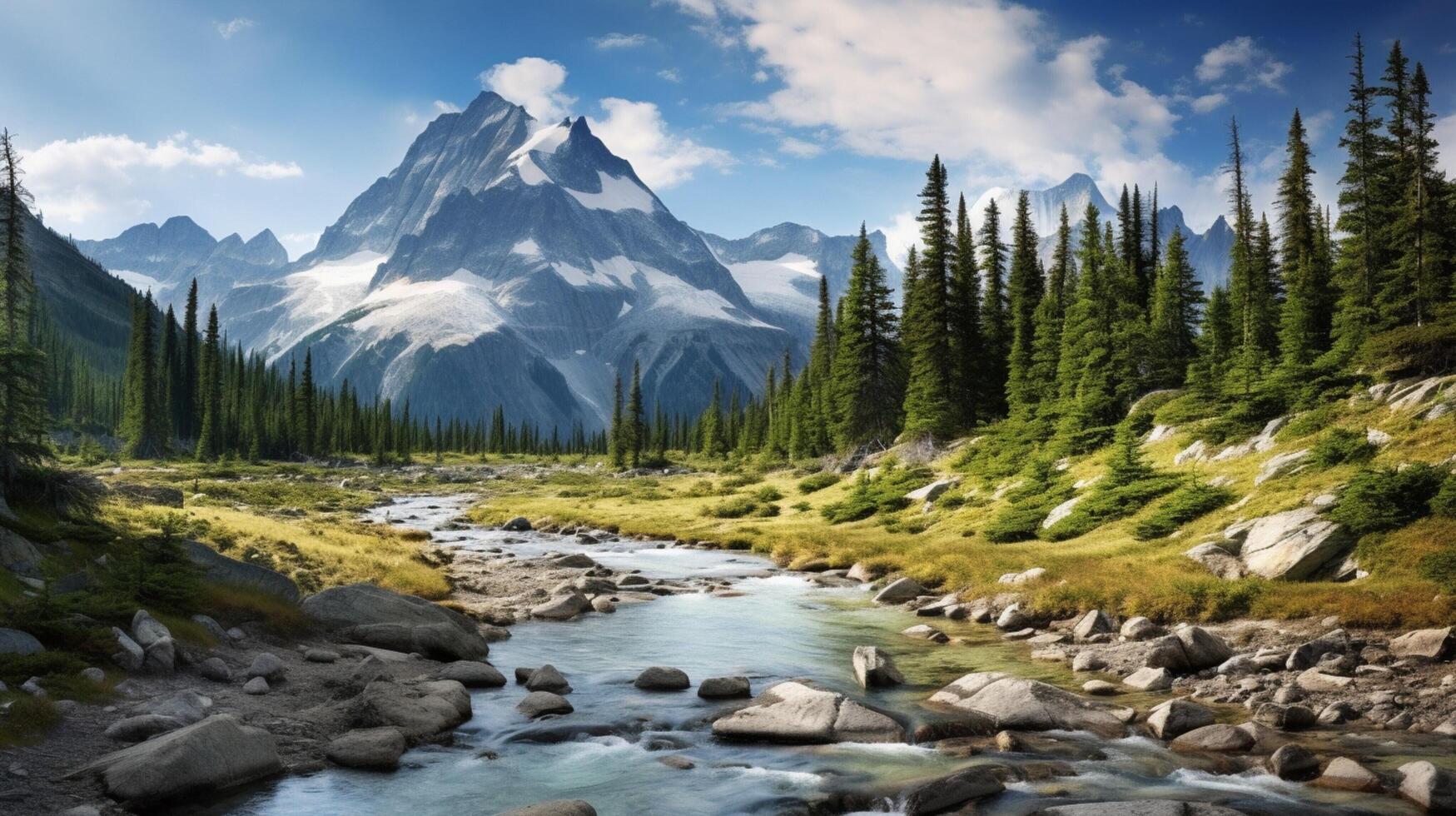 AI generated Rocky Mountain Landscape Background photo