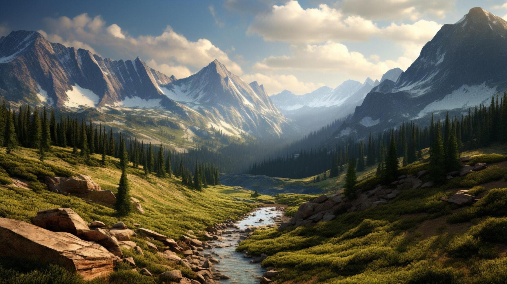 AI generated Rocky Mountain Pass Background photo