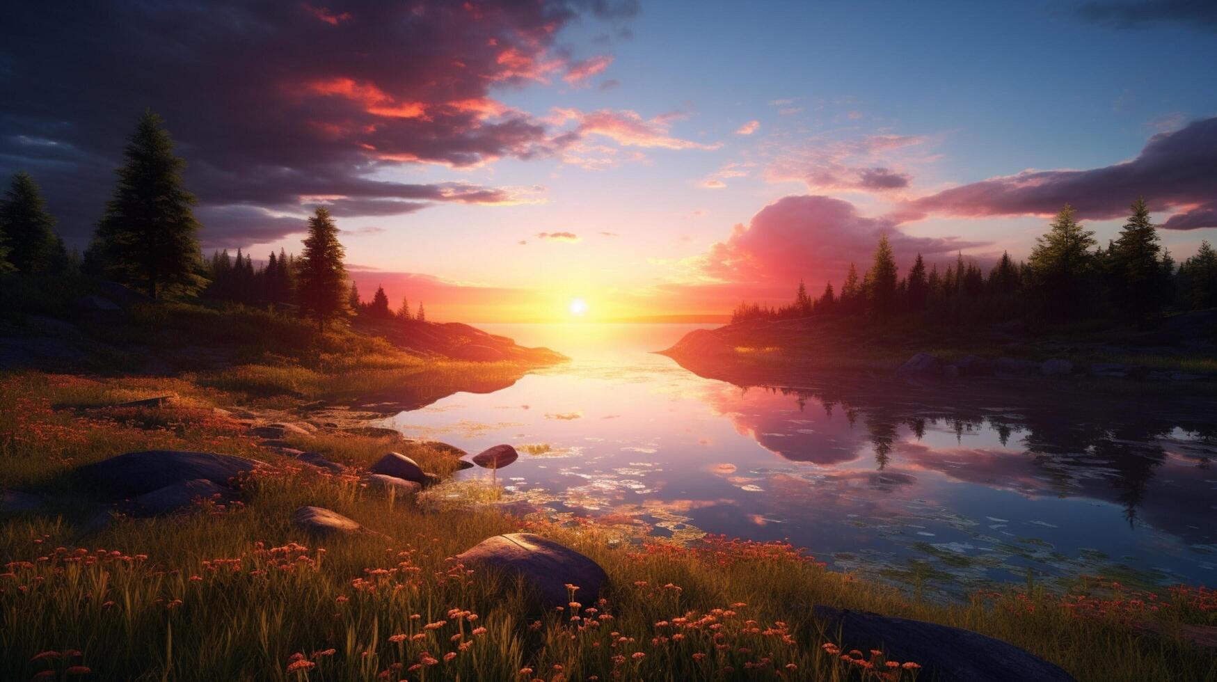 AI generated Romantic Sunrise Background photo