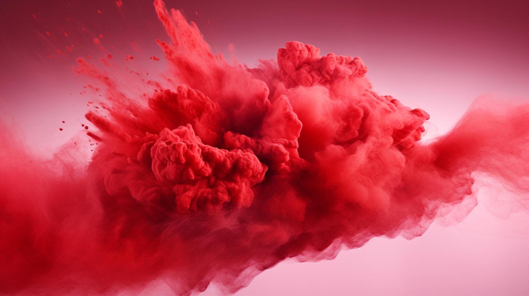 AI generated Ruby color powder splash background photo