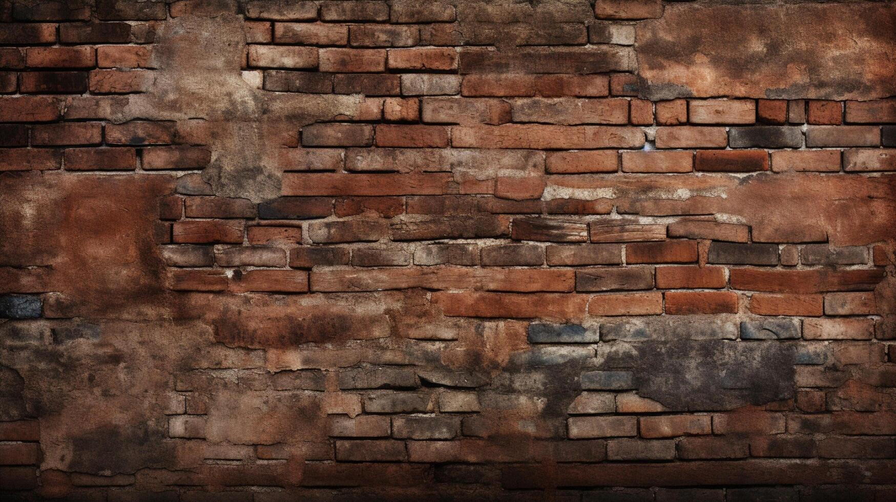 AI generated Rustic Brick with Weathered Appearance Background photo