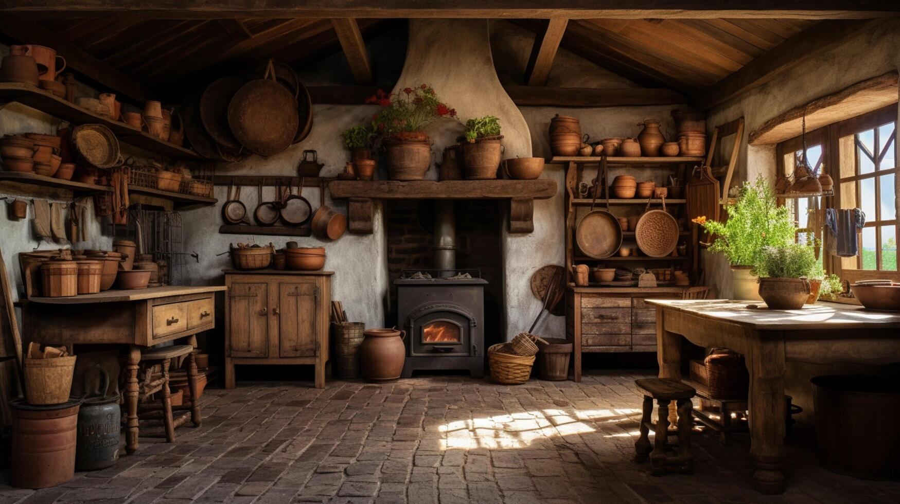 AI generated Rustic Farmhouse interior design photo