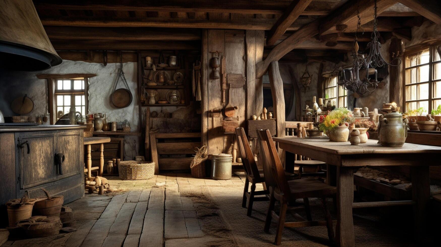 AI generated Rustic Farmhouse interior design photo