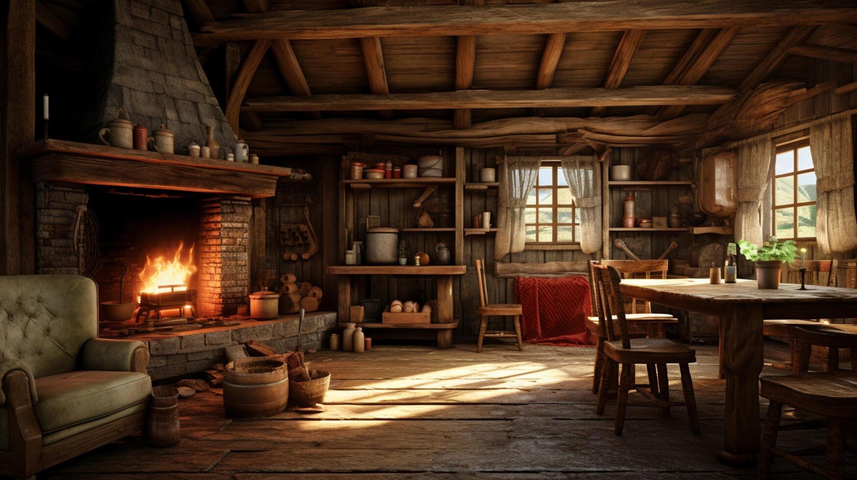 AI generated Rustic Farmhouse interior design photo