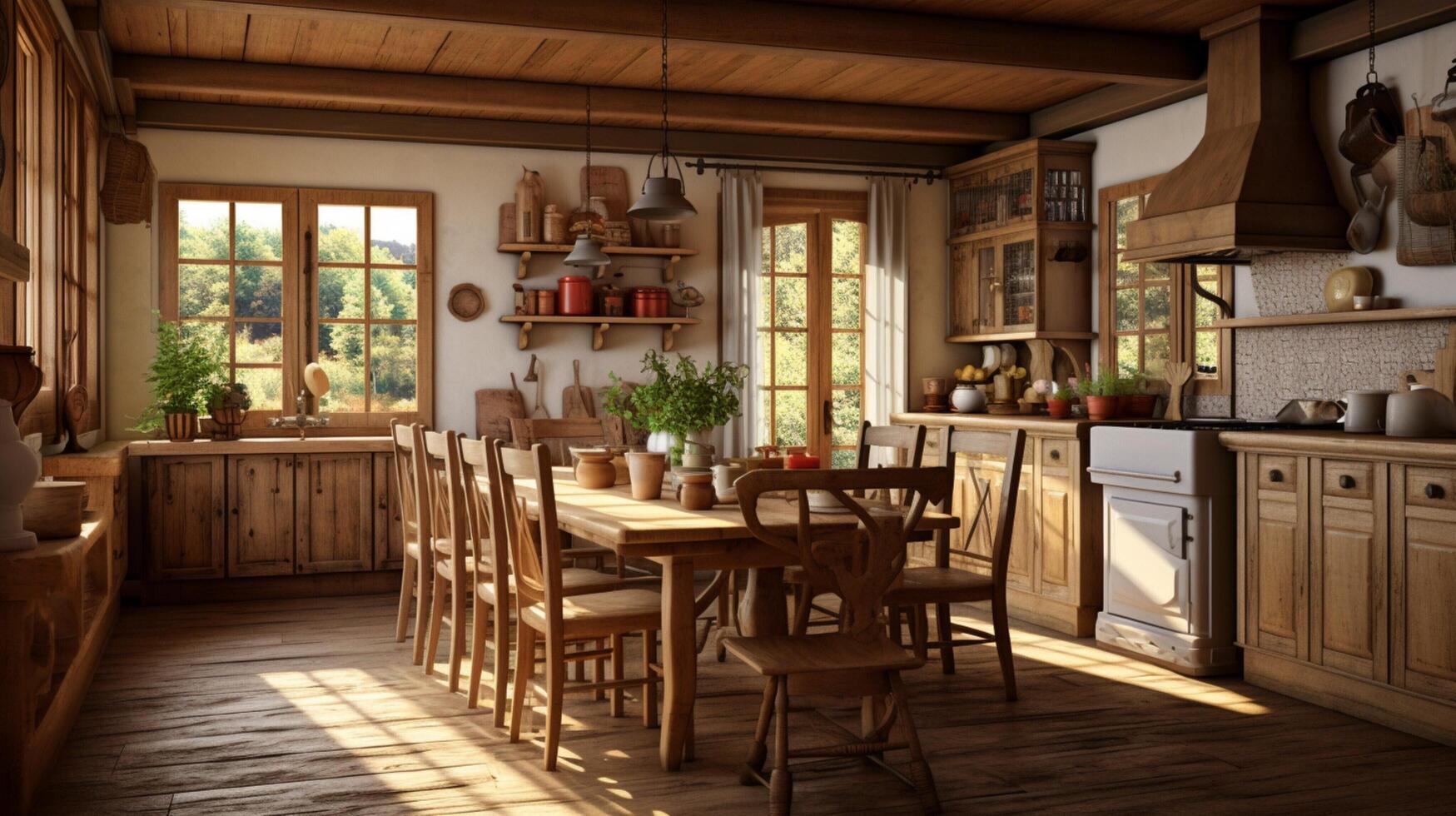 AI generated Rustic Farmhouse interior design photo