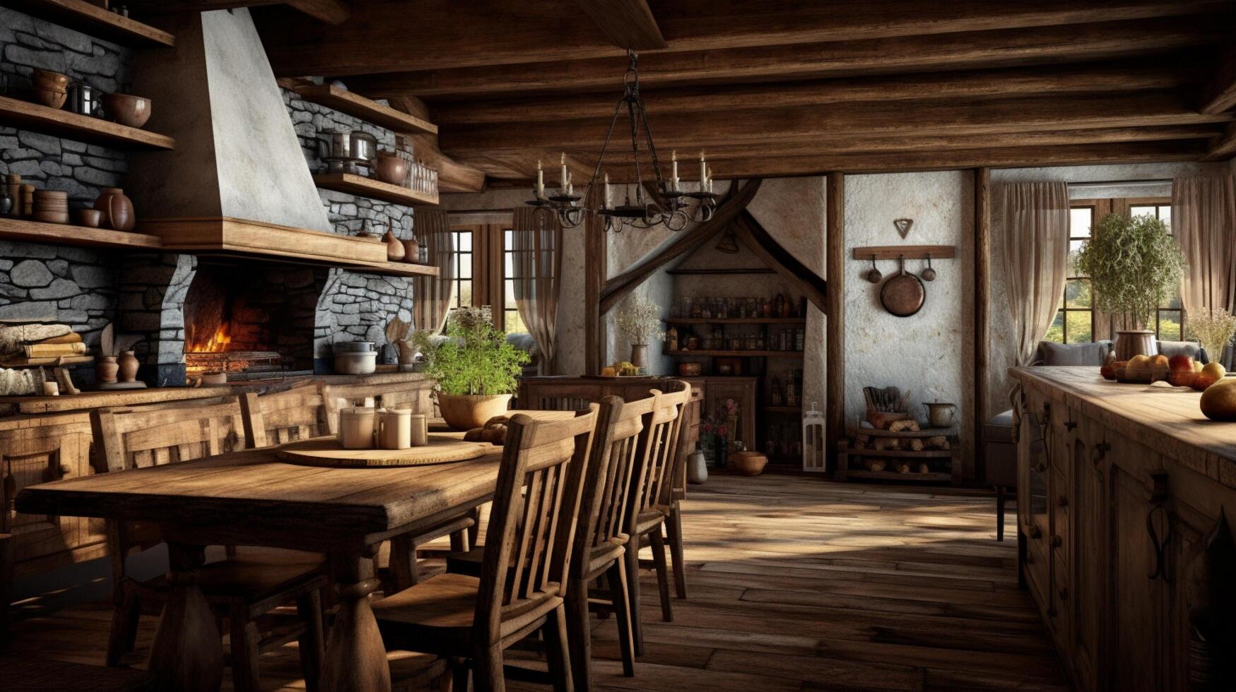 AI generated Rustic Farmhouse interior design photo
