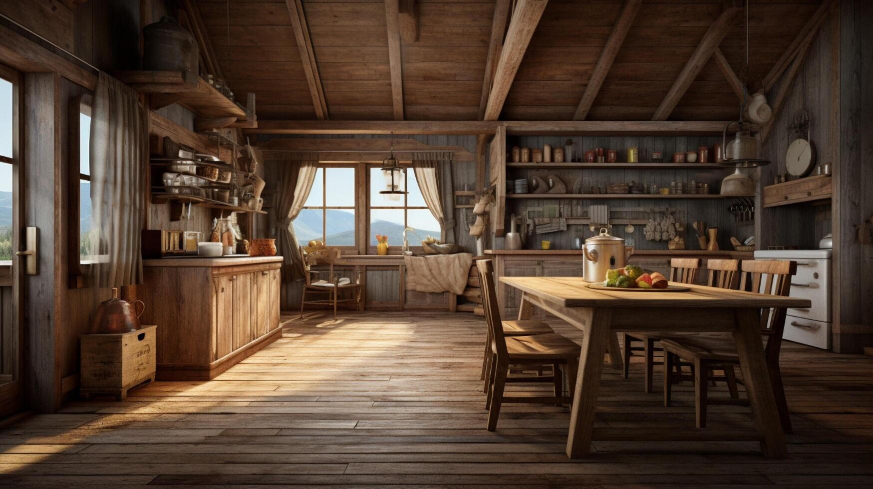 AI generated Rustic Farmhouse interior design photo