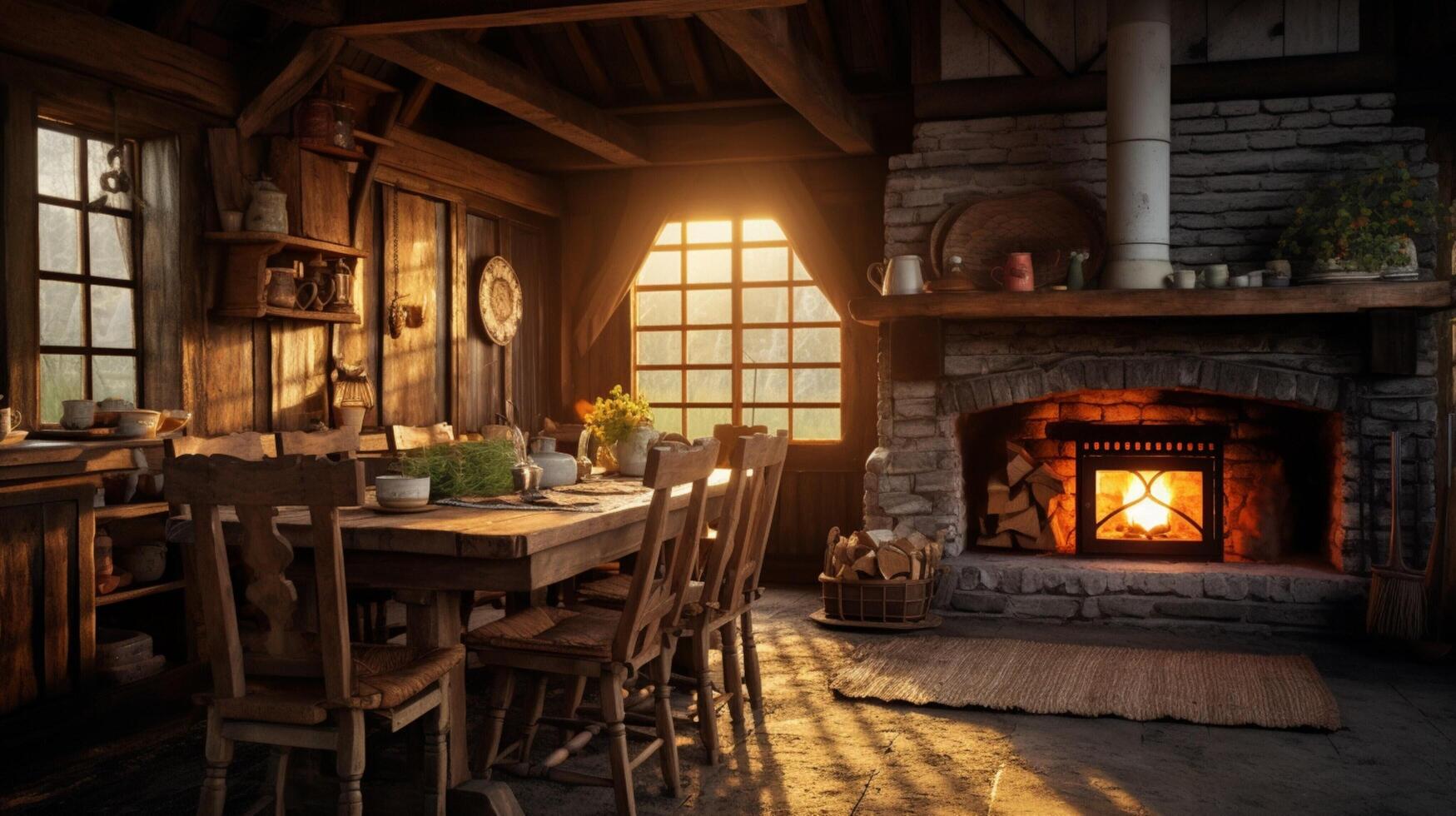 AI generated Rustic Farmhouse interior design photo