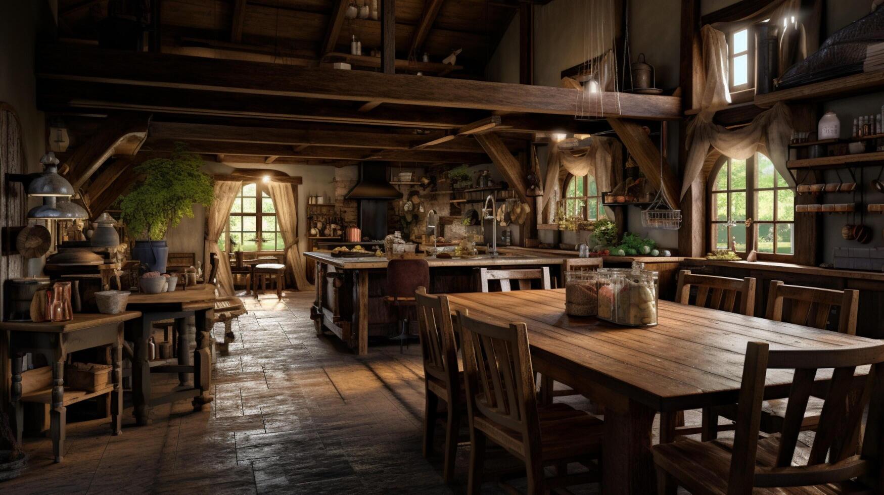 AI generated Rustic Farmhouse interior design photo