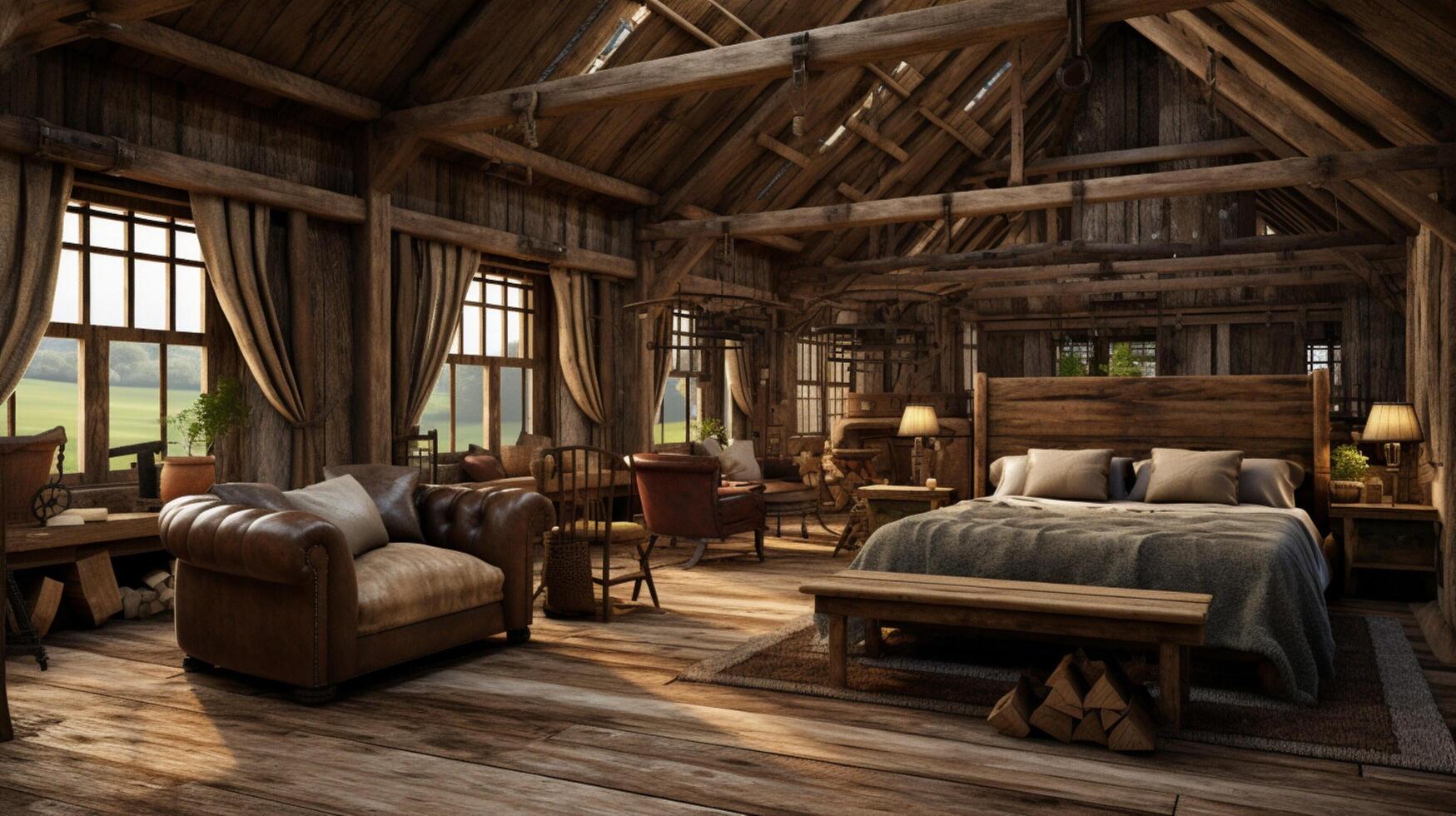 AI generated Rustic Farmhouse interior design photo