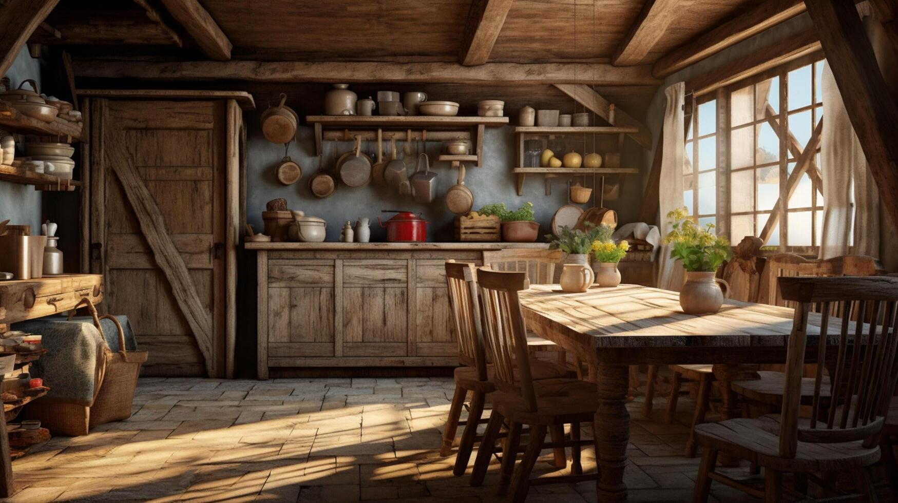 AI generated Rustic Farmhouse interior design photo