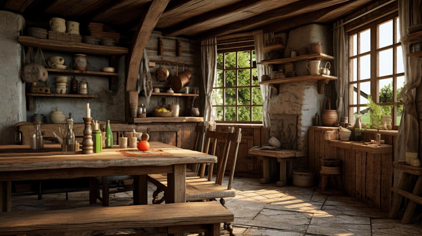 AI generated Rustic Farmhouse interior design photo