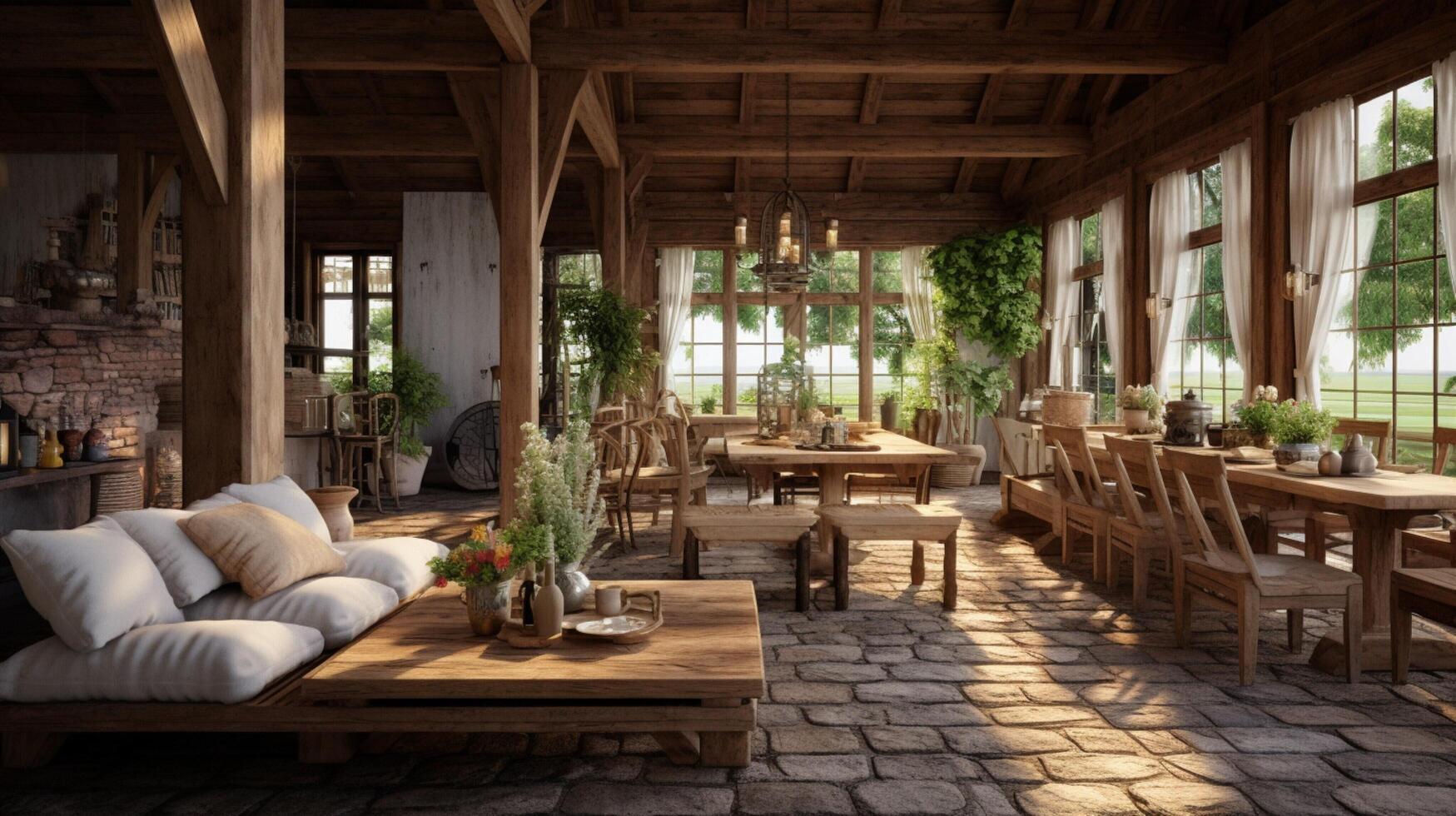 AI generated Rustic Farmhouse interior design photo