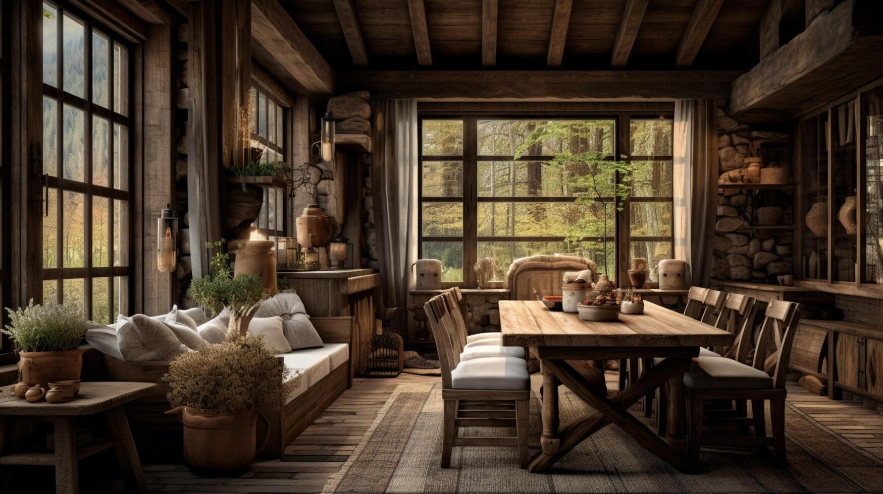 AI generated Rustic Farmhouse interior design photo
