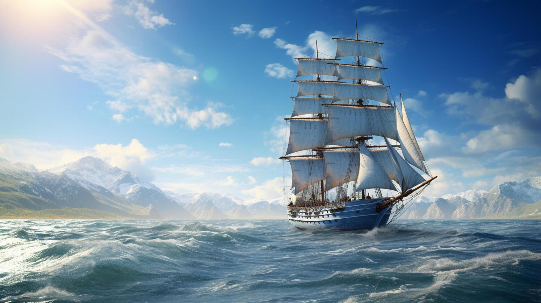 AI generated Sailboat on the Ocean Background photo